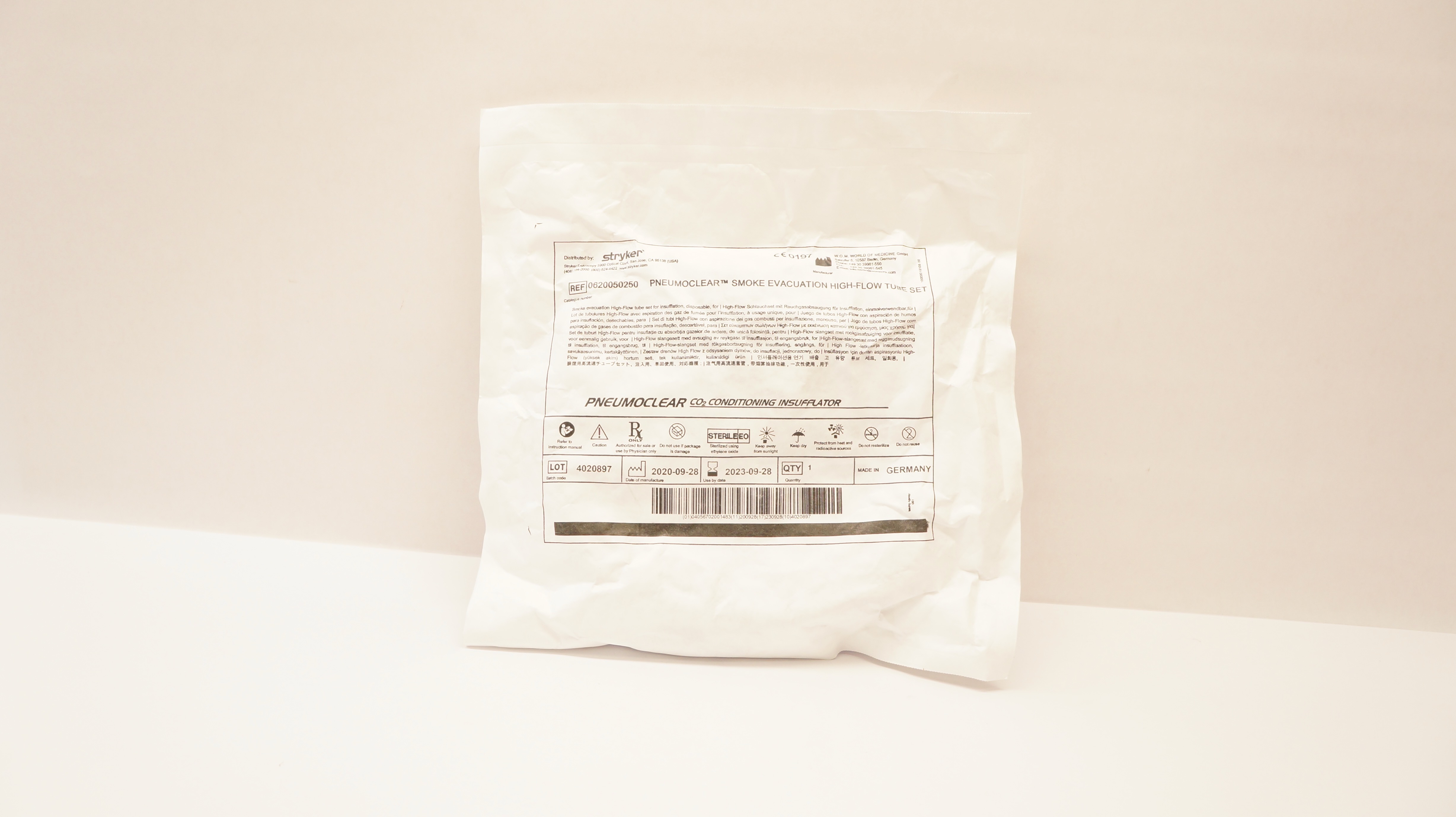Stryker 0620050250 Pneumoclear Smoke Evacuation High-Flow Tube Set