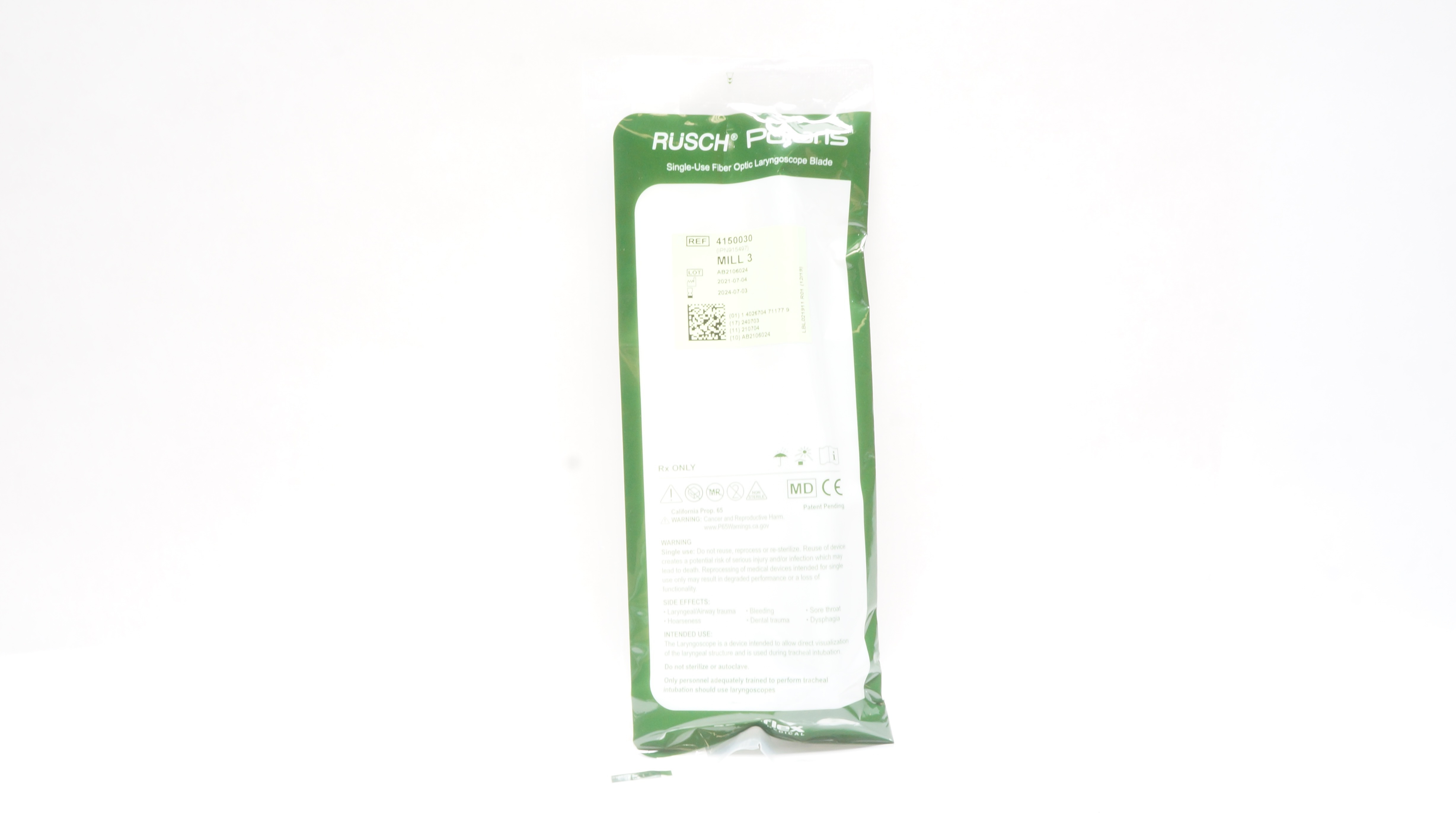 Teleflex 4150030 Rusch Polaric Fiber Optic Laryngoscope Blade Mill 3