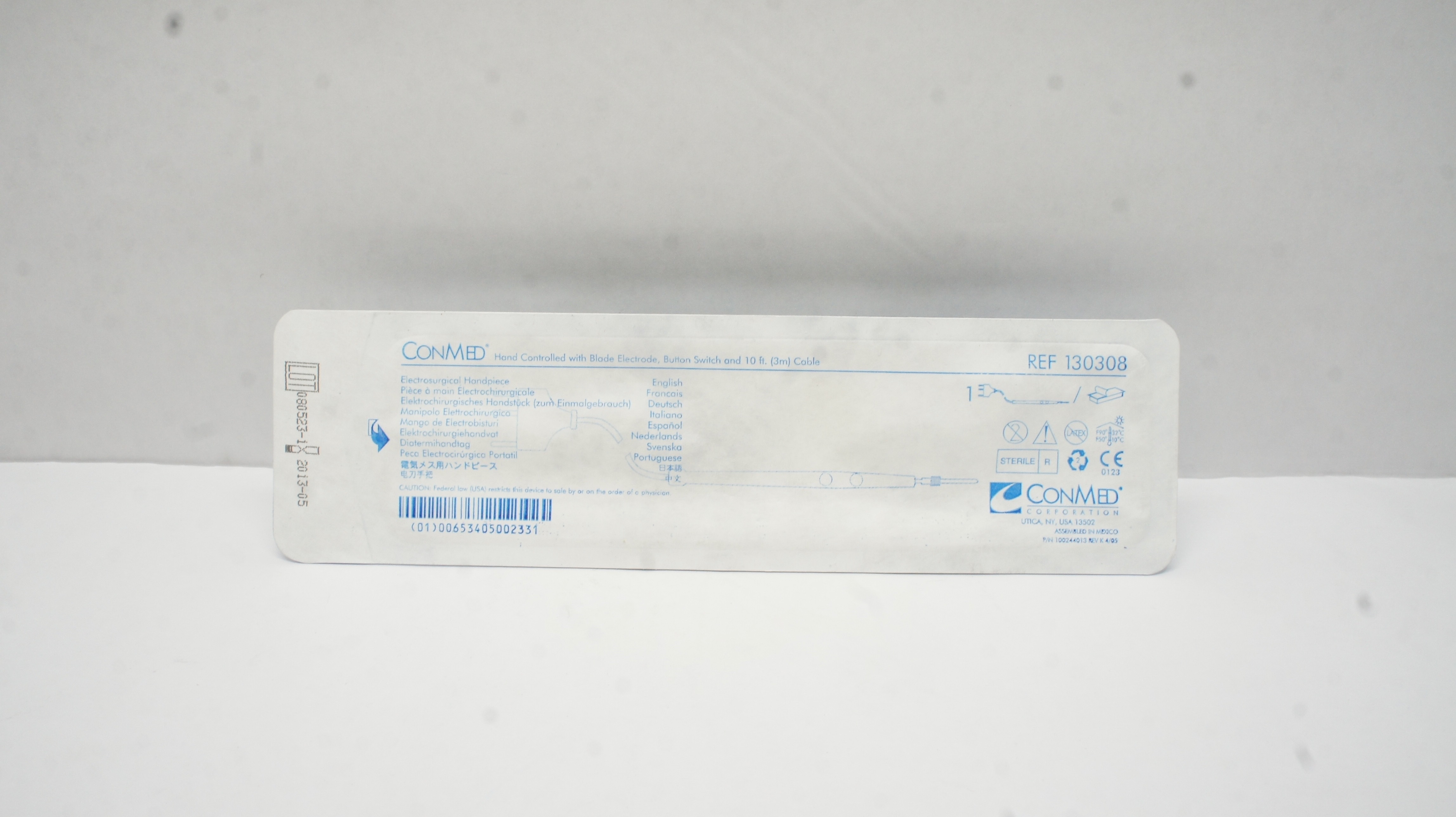 ConMed 130308 Hand Controlled W/Blade Electrode,Button Switch & 10ft Cable (x)