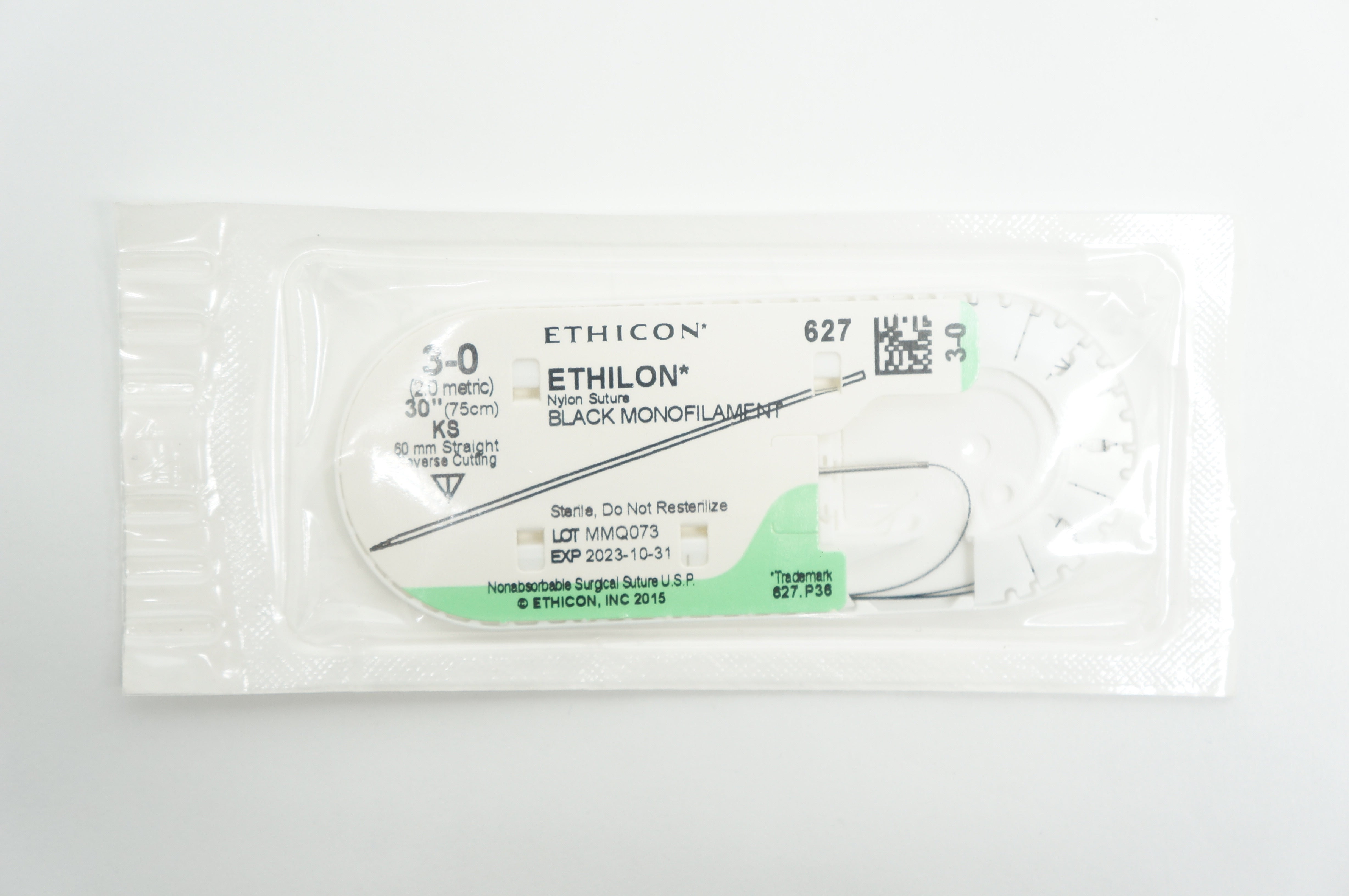 Ethicon 627 3-0 ETHILON, KS, 60mm Straight Coverse Cutting, 30inch