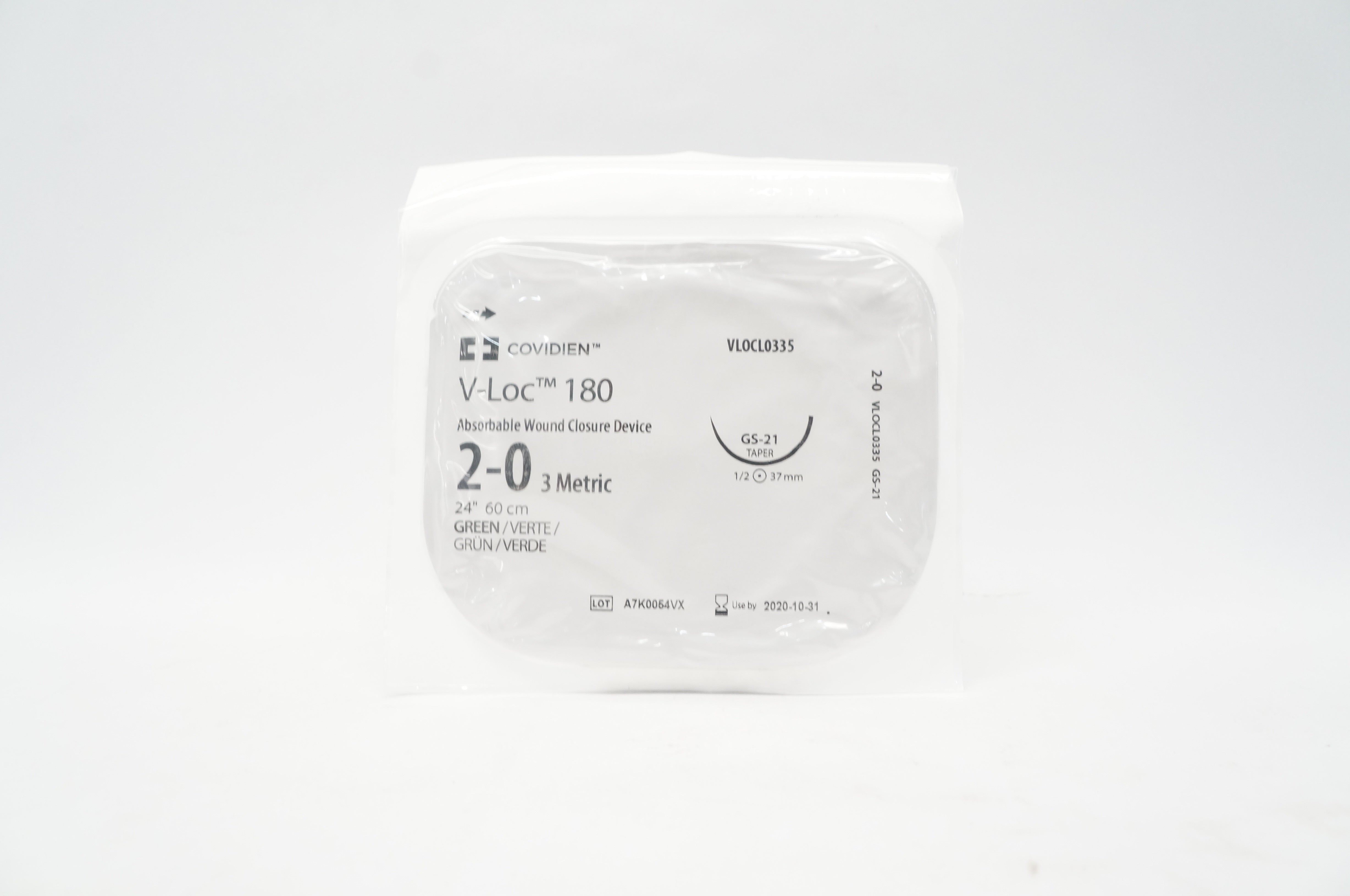 Covidien VLOCL0335 2-0 V-Loc 180 Wound Closure Device GS-21,1/2 37mm, 24inch (x)