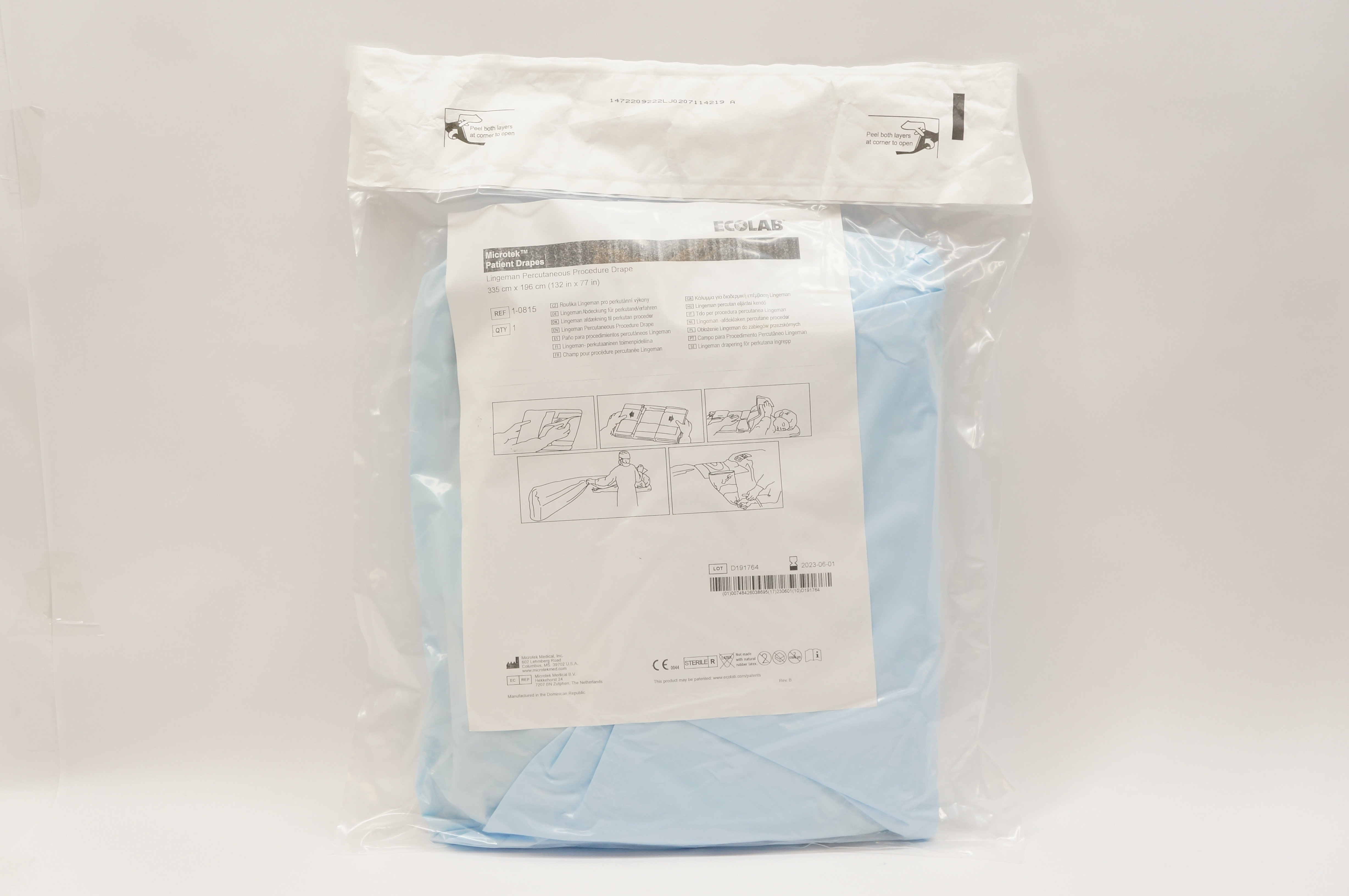 Microtek 1-0815 Lingeman Percutaneous Procedure Drape, 132 inch x 77 inch