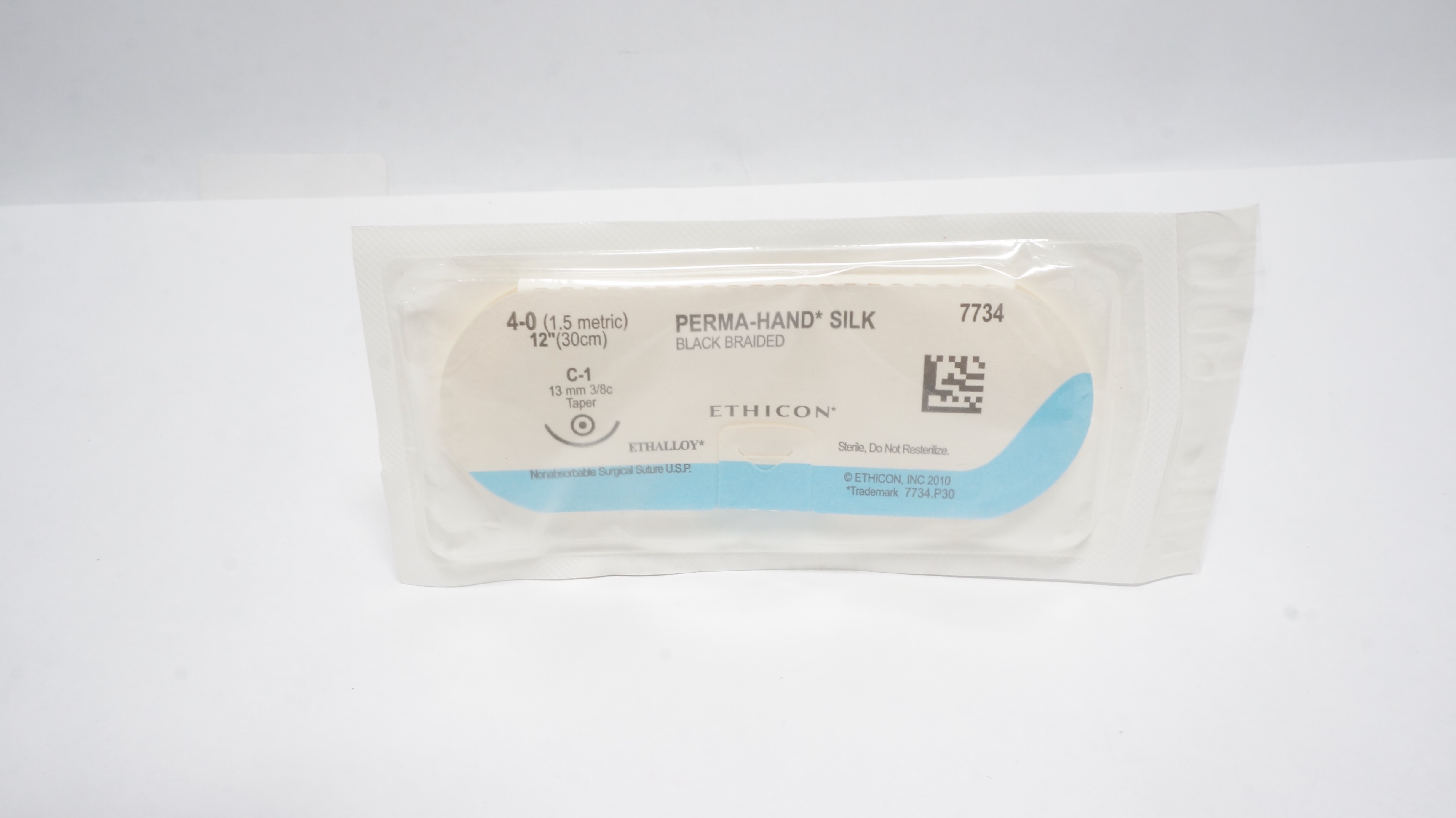 Ethicon 7734 4-0 PERMA-HAND SILK Black Braided Stre C-1 13mm 3/8c Taper, 12in(x)