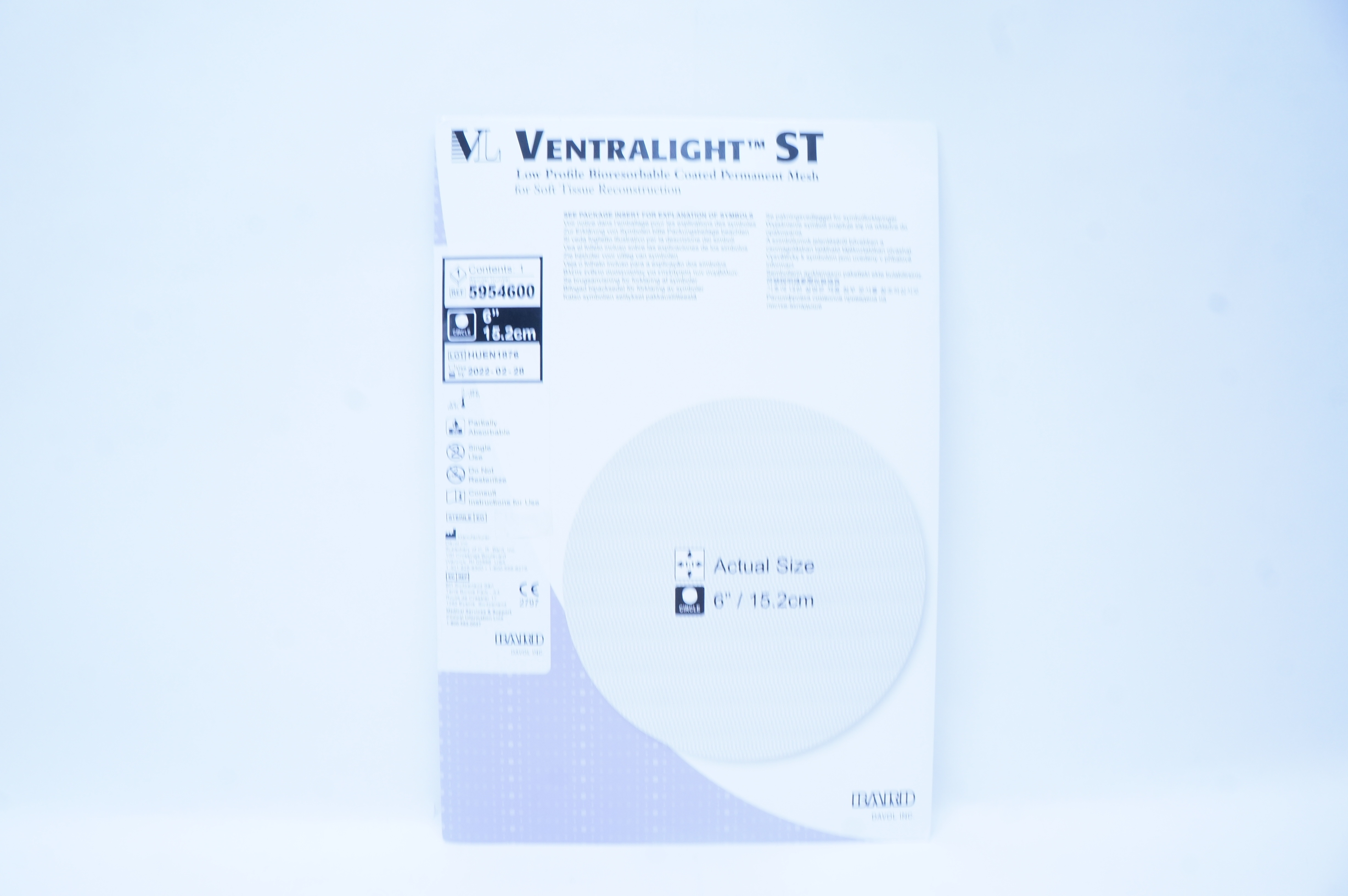Bard 5954600 Ventralight ST Low Profile Bioresorbable Coated 6inch (x)