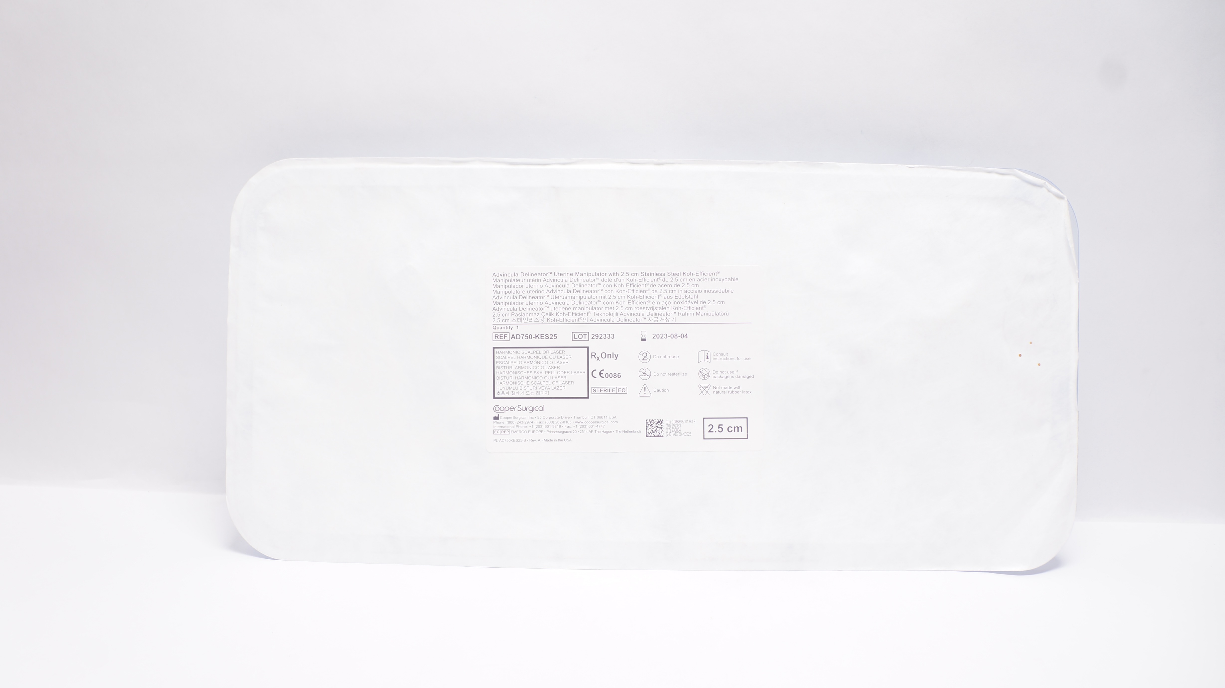 Cooper Surgical AD750-KES25 Advincula Delineator Uterine Manipulator 2.5cm (x)