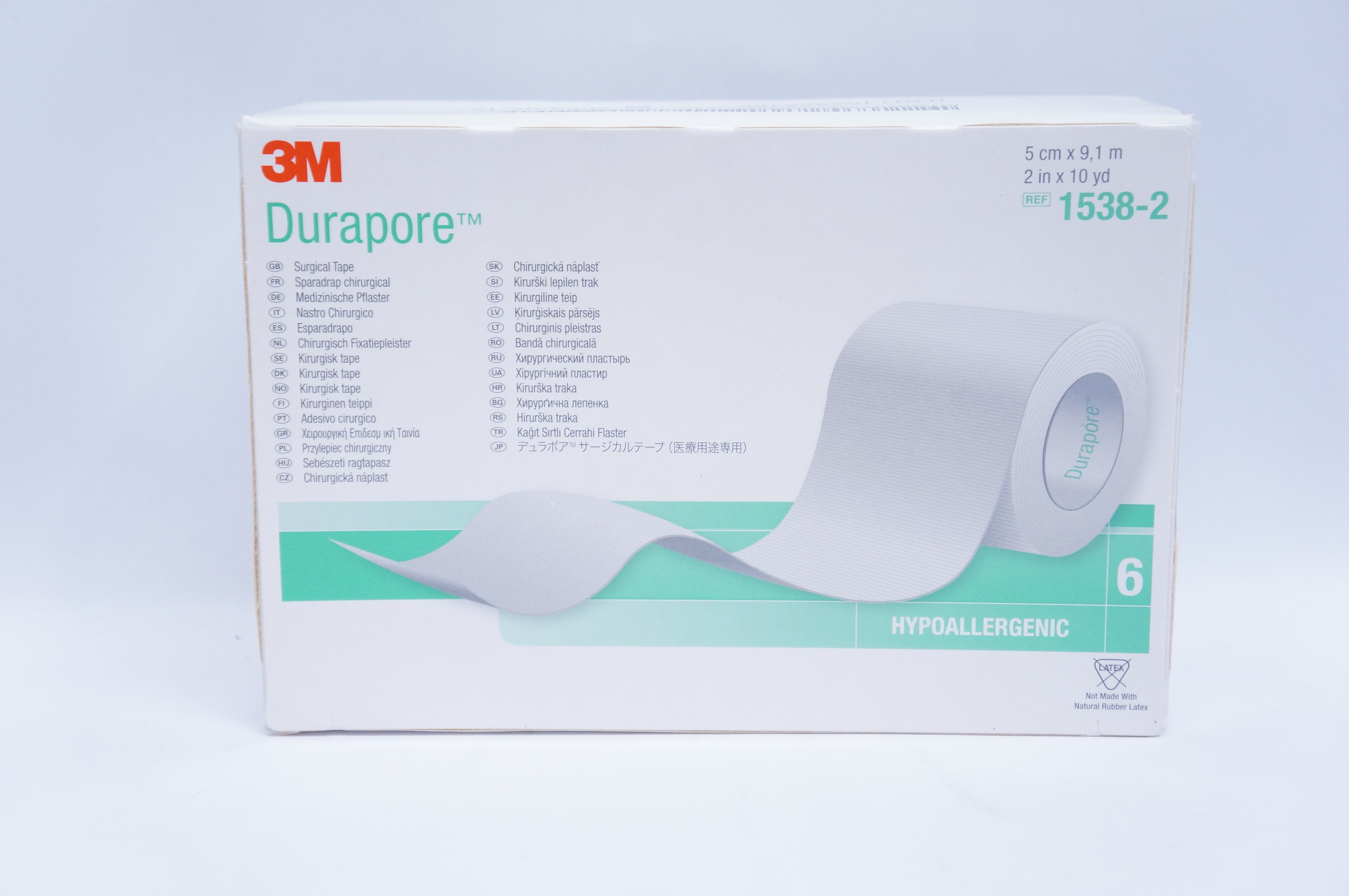 3M 1538-2 Durapore Surgical Tape 5cm x 9.1m - Box of 6