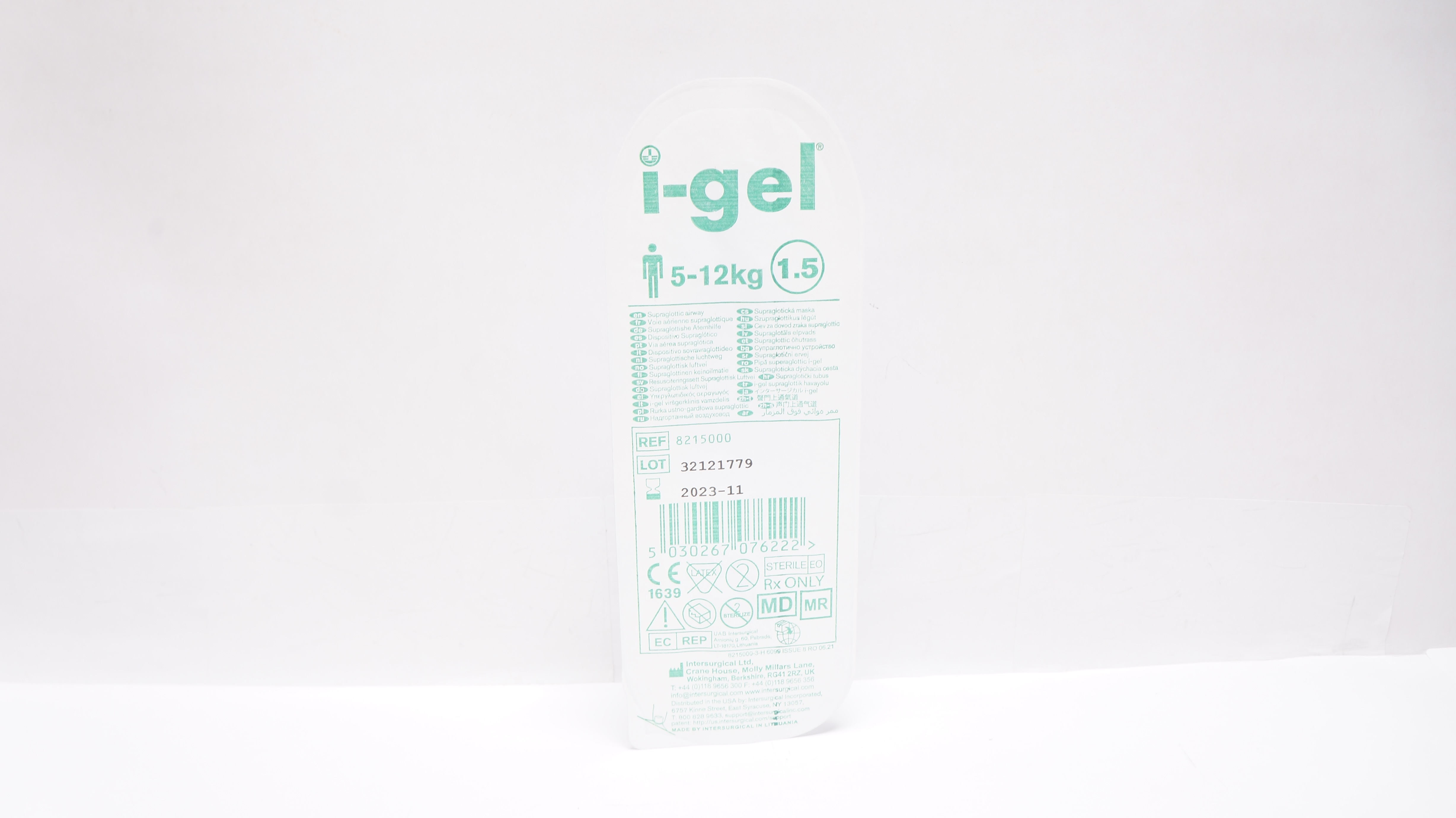 Intersurgical 8215000 I-Gel Supraglottic Airway  5-12 kg Size 1.5 (x)