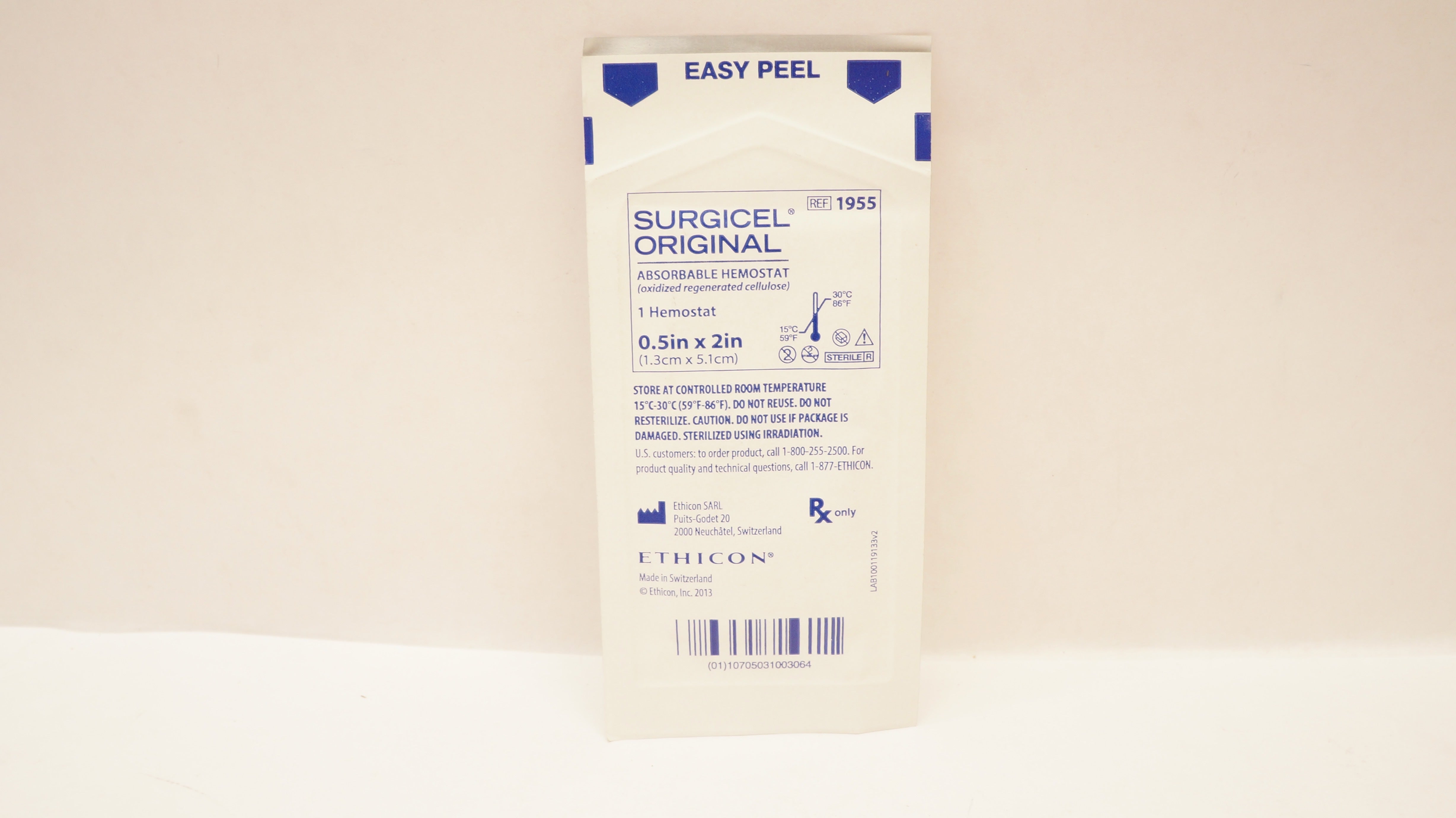 Ethicon 1955 SURGICEL ORIGINAL Absorbable Hemostat 0.5inch x 2inch (x)