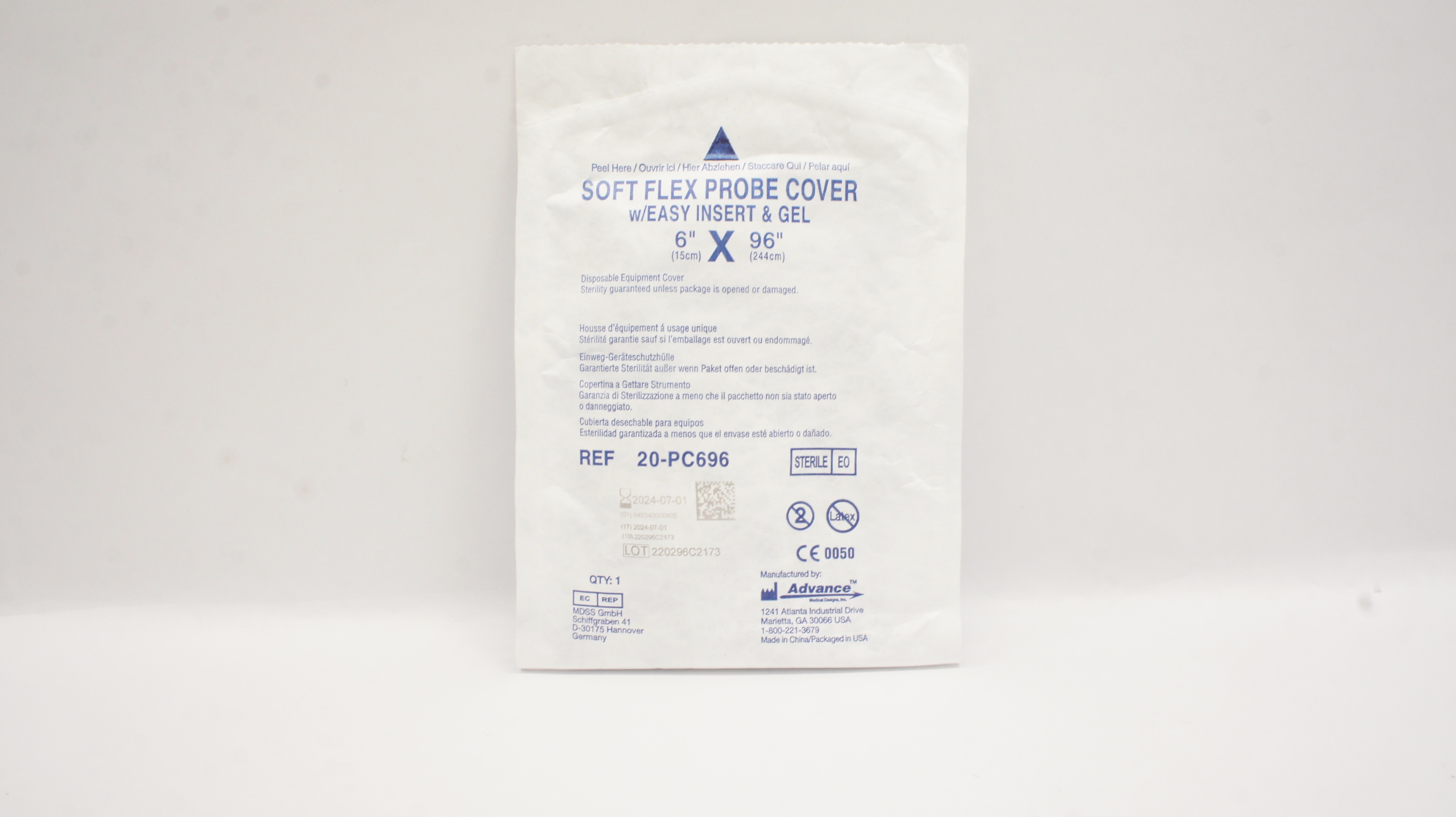 Advance Medical 20-PC696 Soft Flex Probe Cover w/Easy Insert & Gel 6 x 96inch