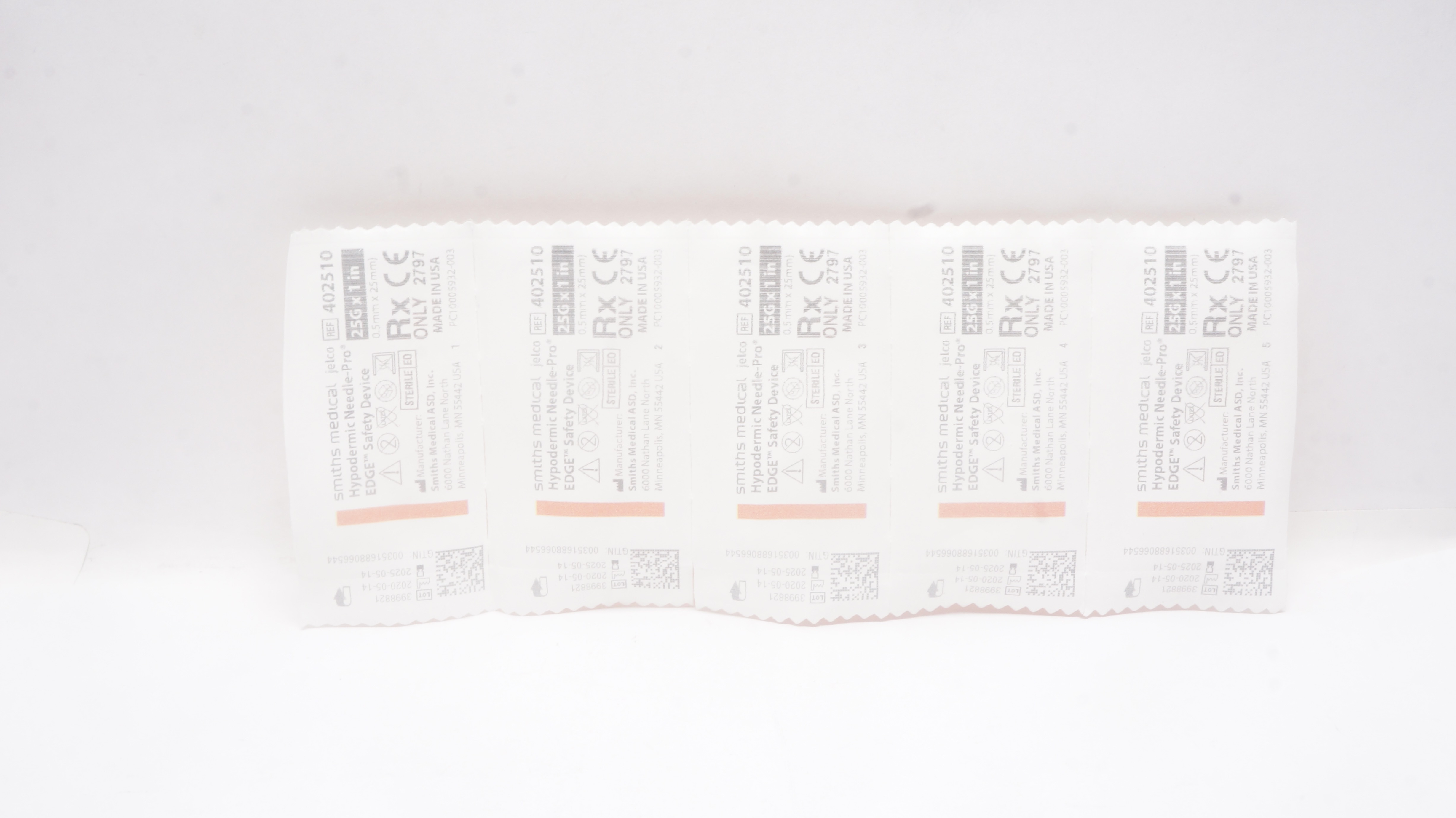 Smiths Medical 402510 Jelco Hypodermic Ndle-Pro EDGE, Safety Device 21G-Set of 5