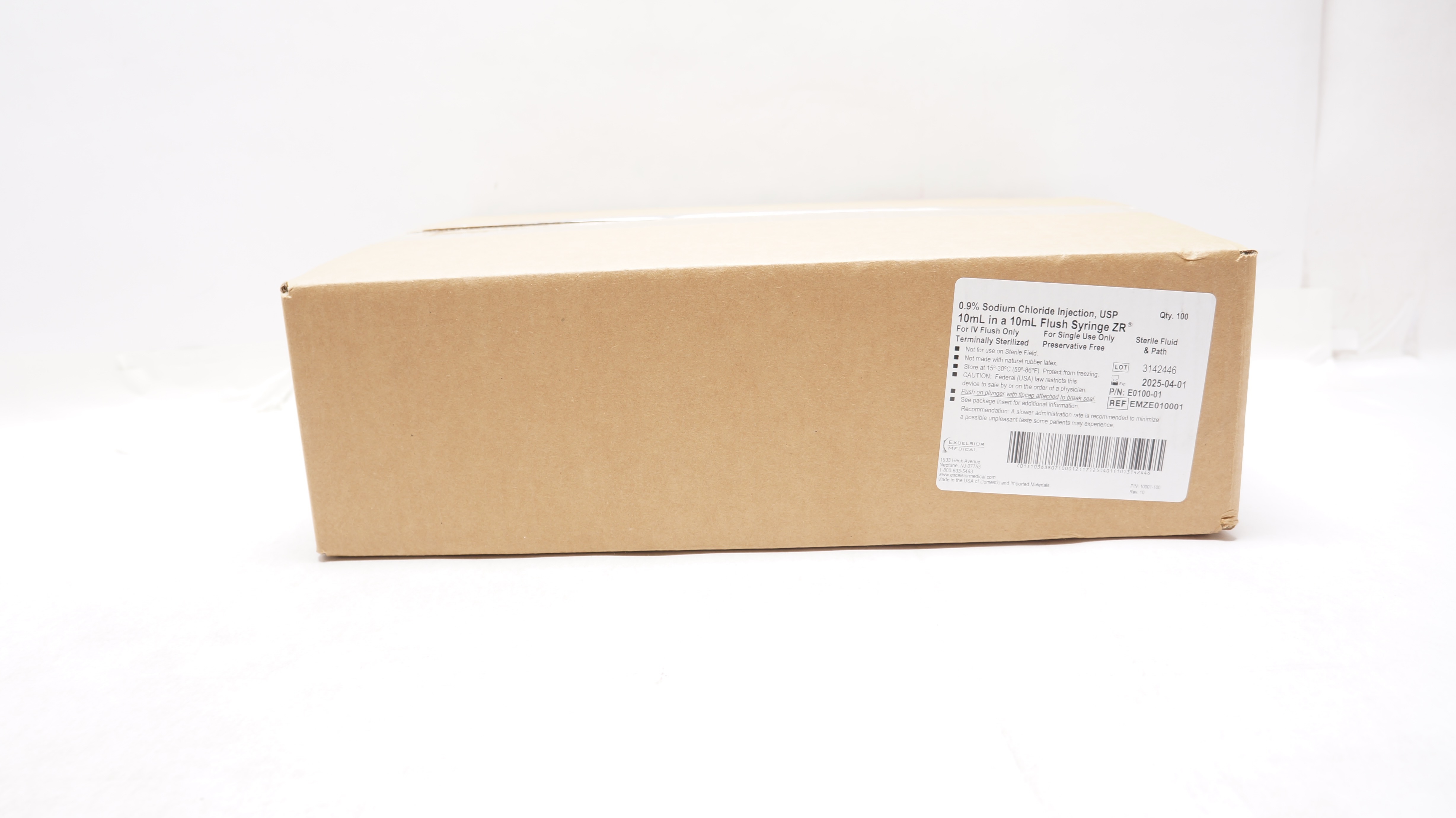 Excelsior Medical EMZE010001 USP 10mL in a 10mL Flush Syringe ZR - Box of 100
