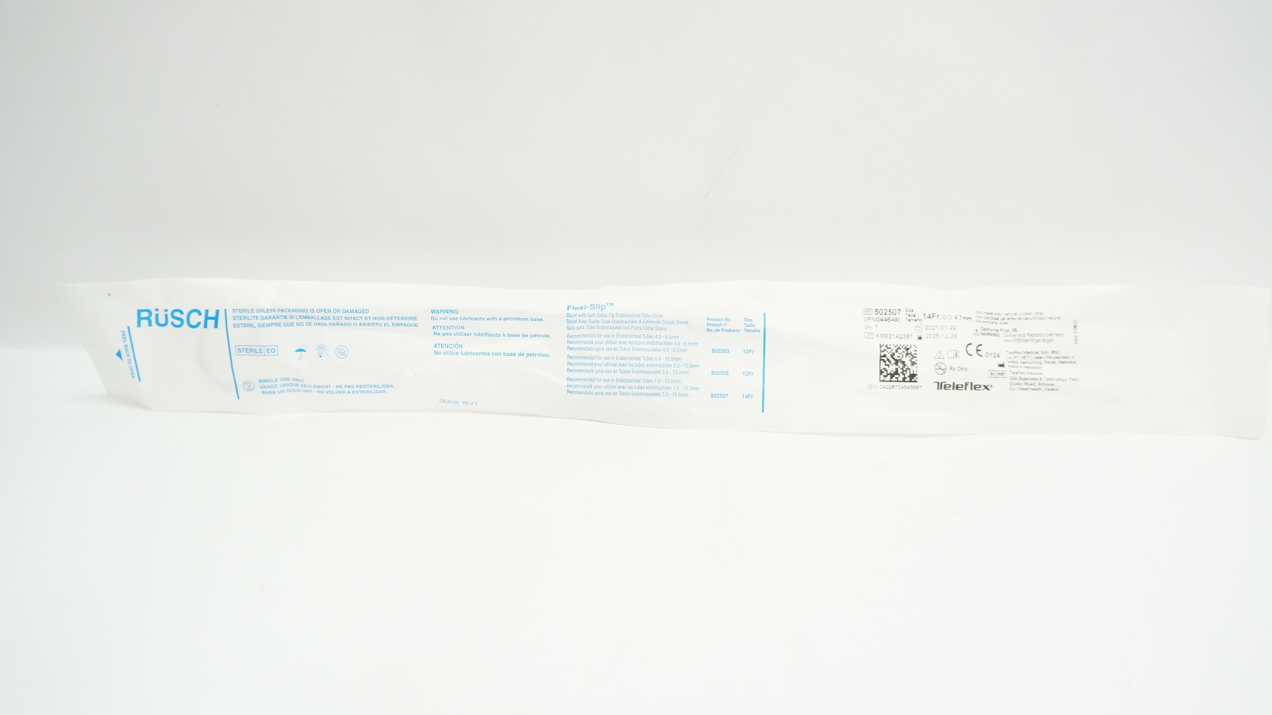 Teleflex 502507 Rusch Flexi-Slip Stylet With Soft Distal Tip 14Fr O.D. x 4.7mm