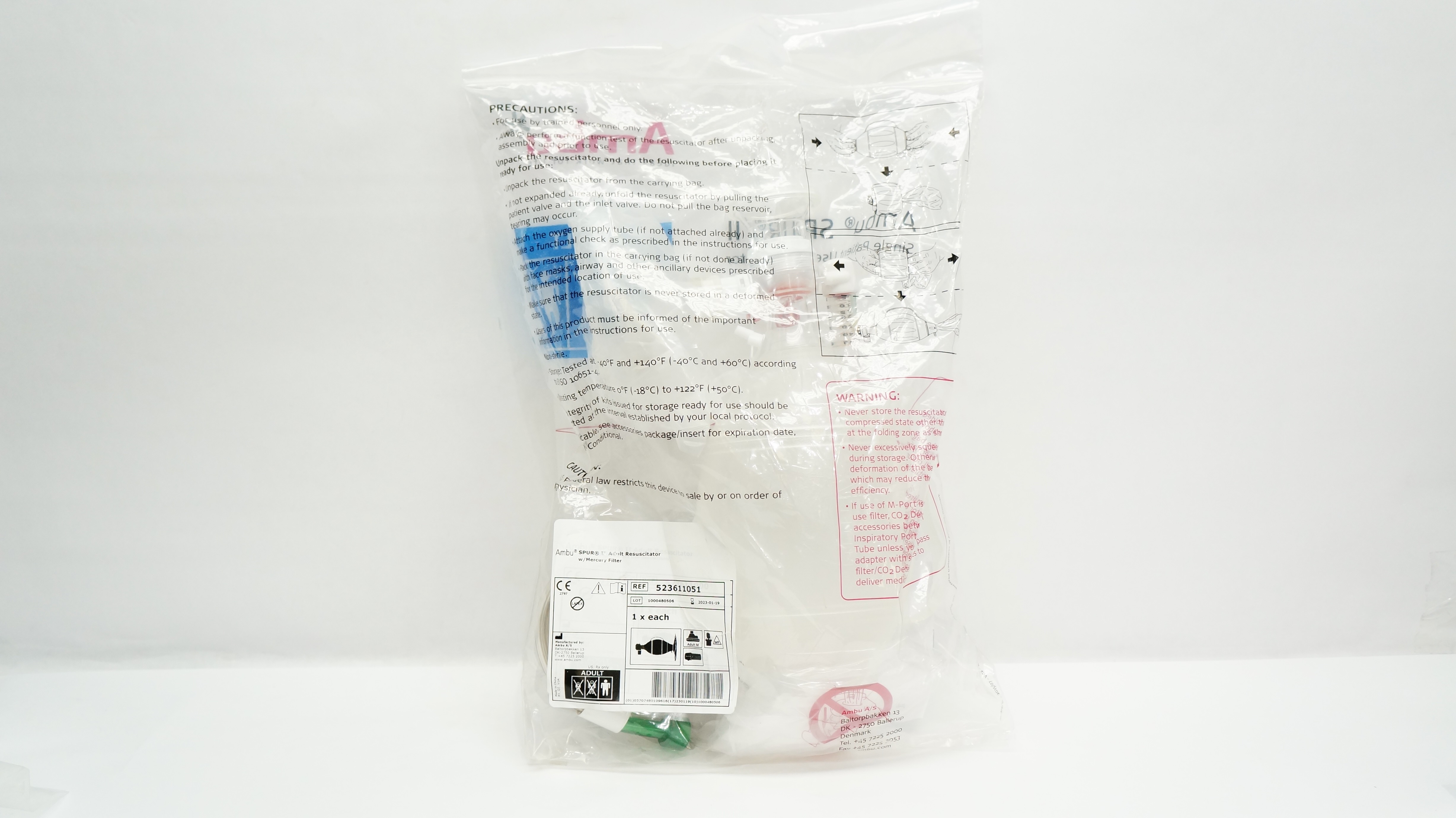 AMBU 523611051 Spur II Adult Resuscitator w/Mercury Filter (x)