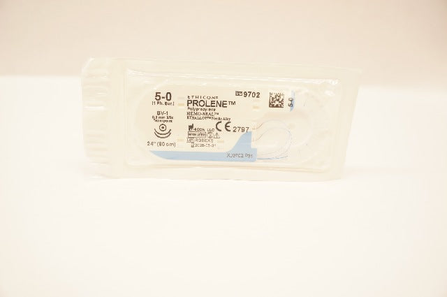 Ethicon 9702 5-0 Prolene Polypropylene Stre BV-1 9.3 mm 3/8c Taperpoint, 24inch