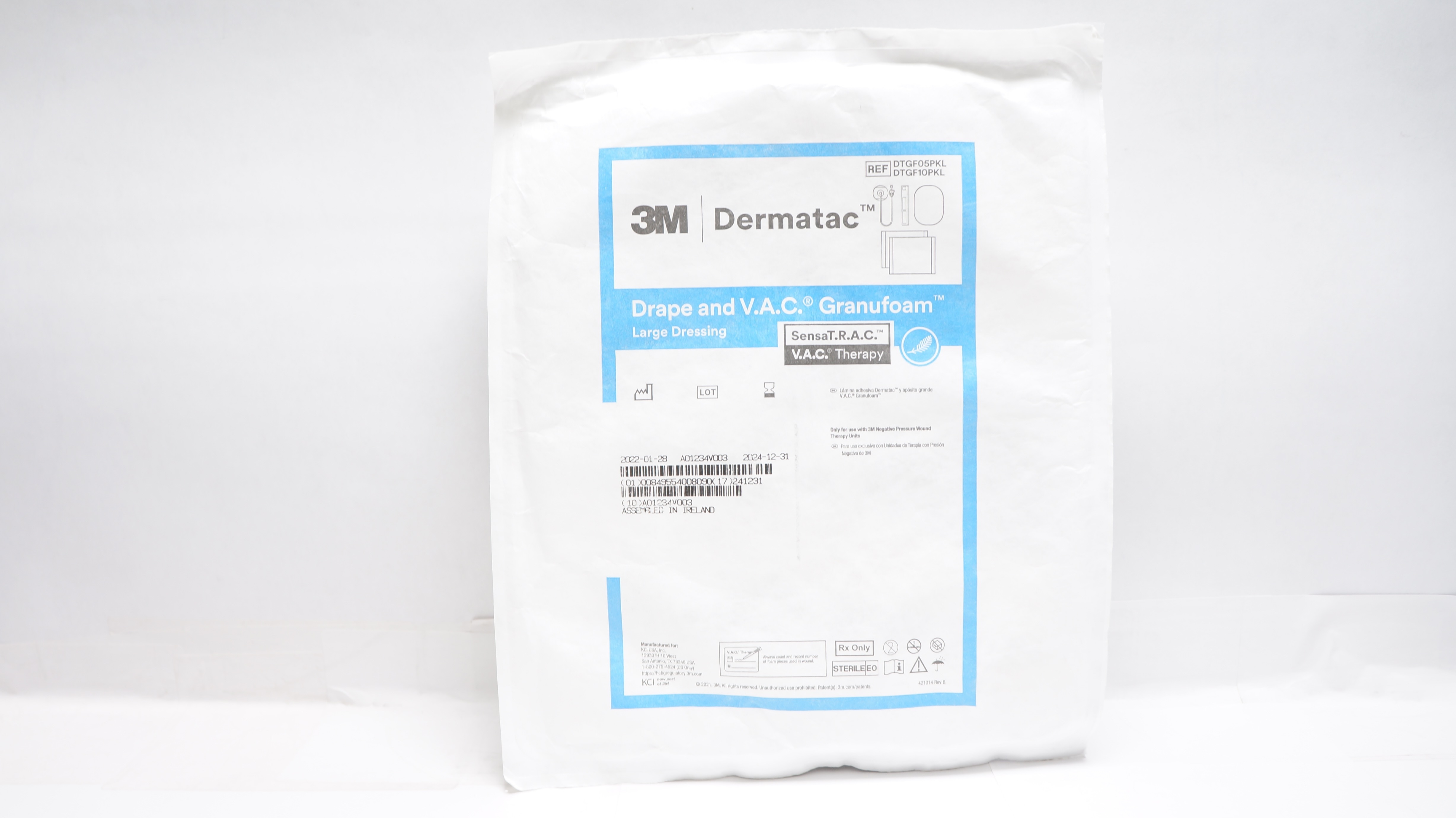 3M DTGF05PKL KCI V.A.C. Dermatac Drape, Granufoam Dressing, Large
