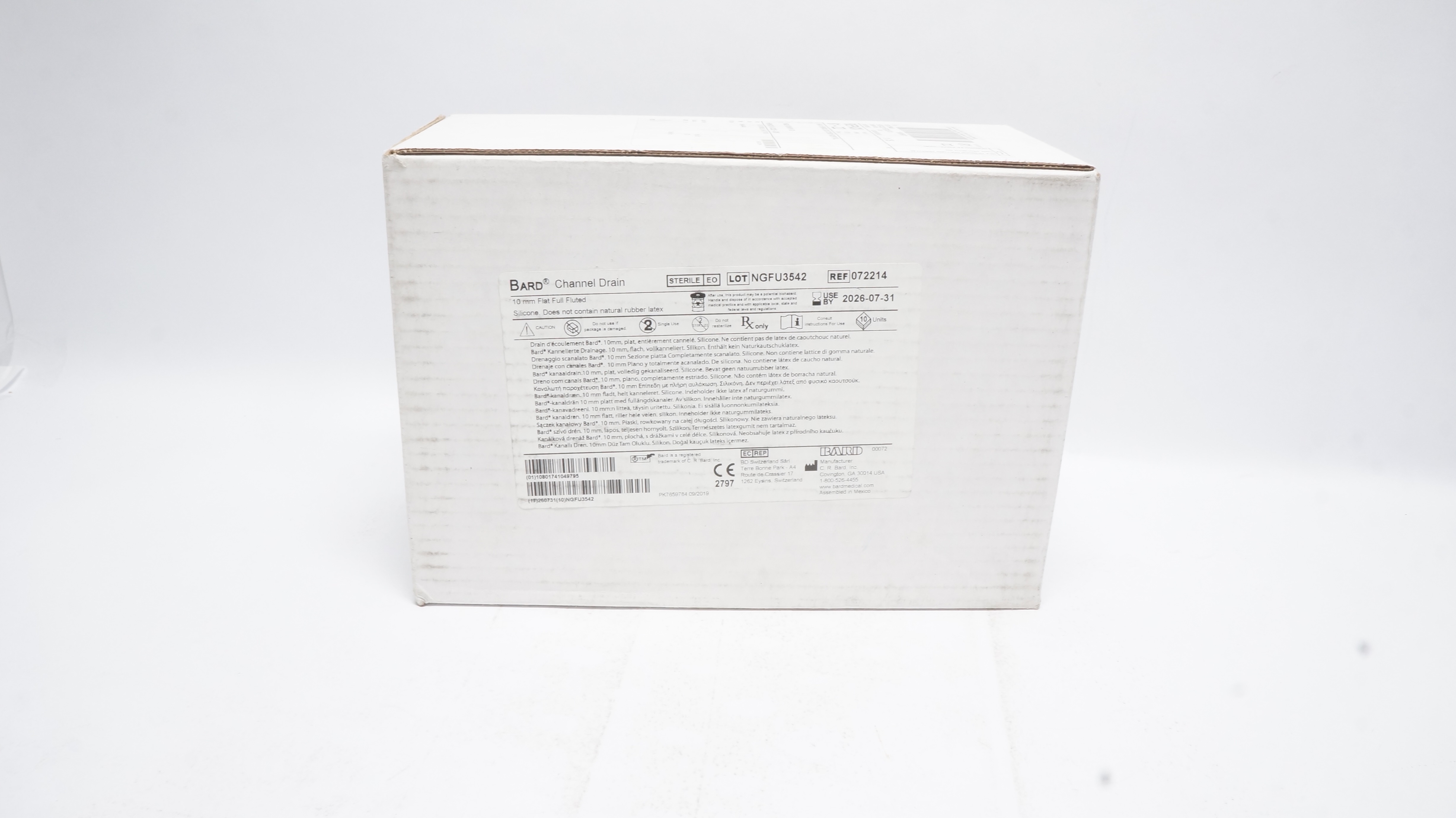 Bard 072214 Channel Drain Silicone, Flat, Full Fluted 3/8 Length - Box of 10