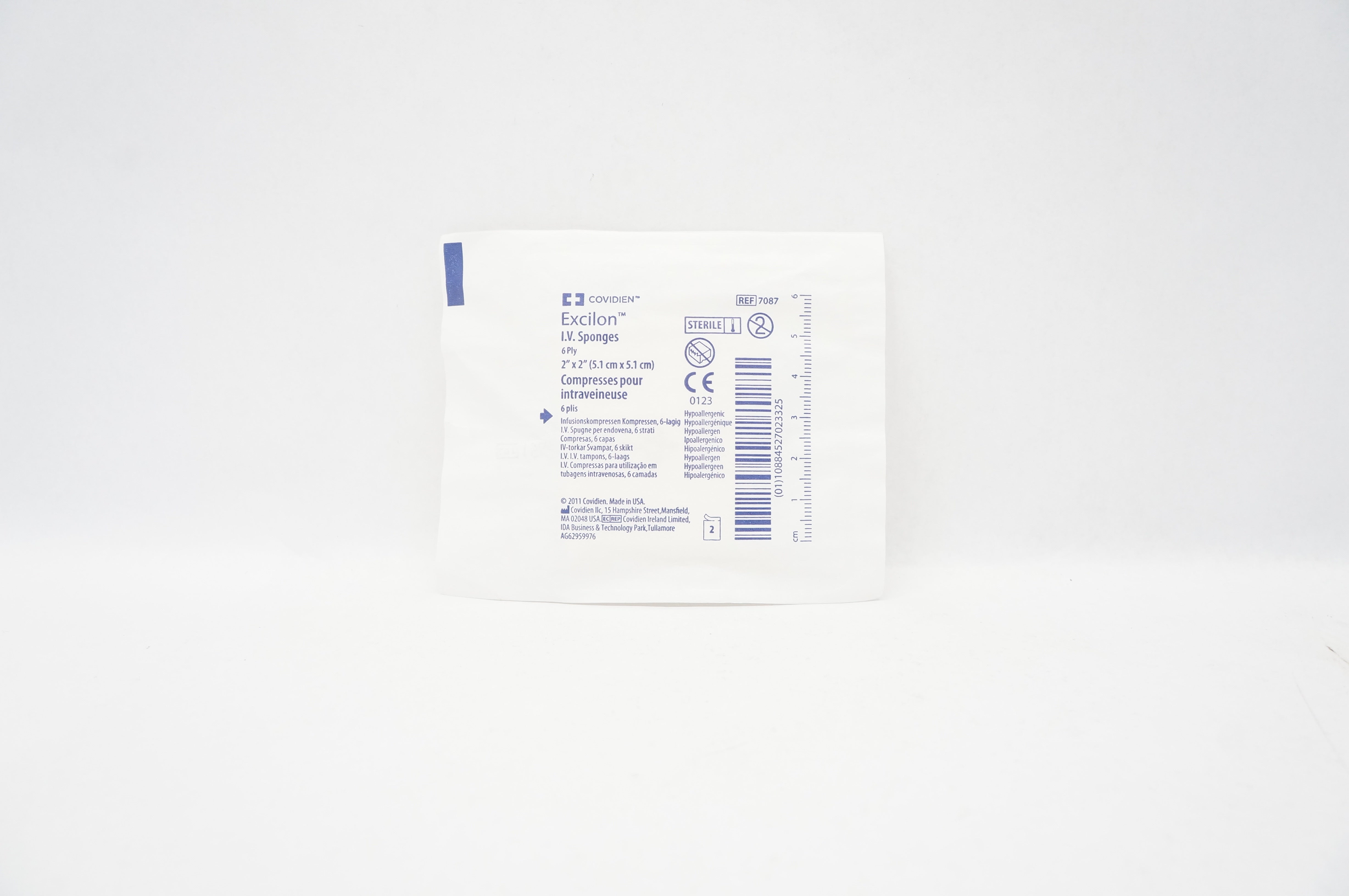 Covidien 7087 Excilon I.V. Sponges 6 Ply 2inch x 2inch - Pack of 2