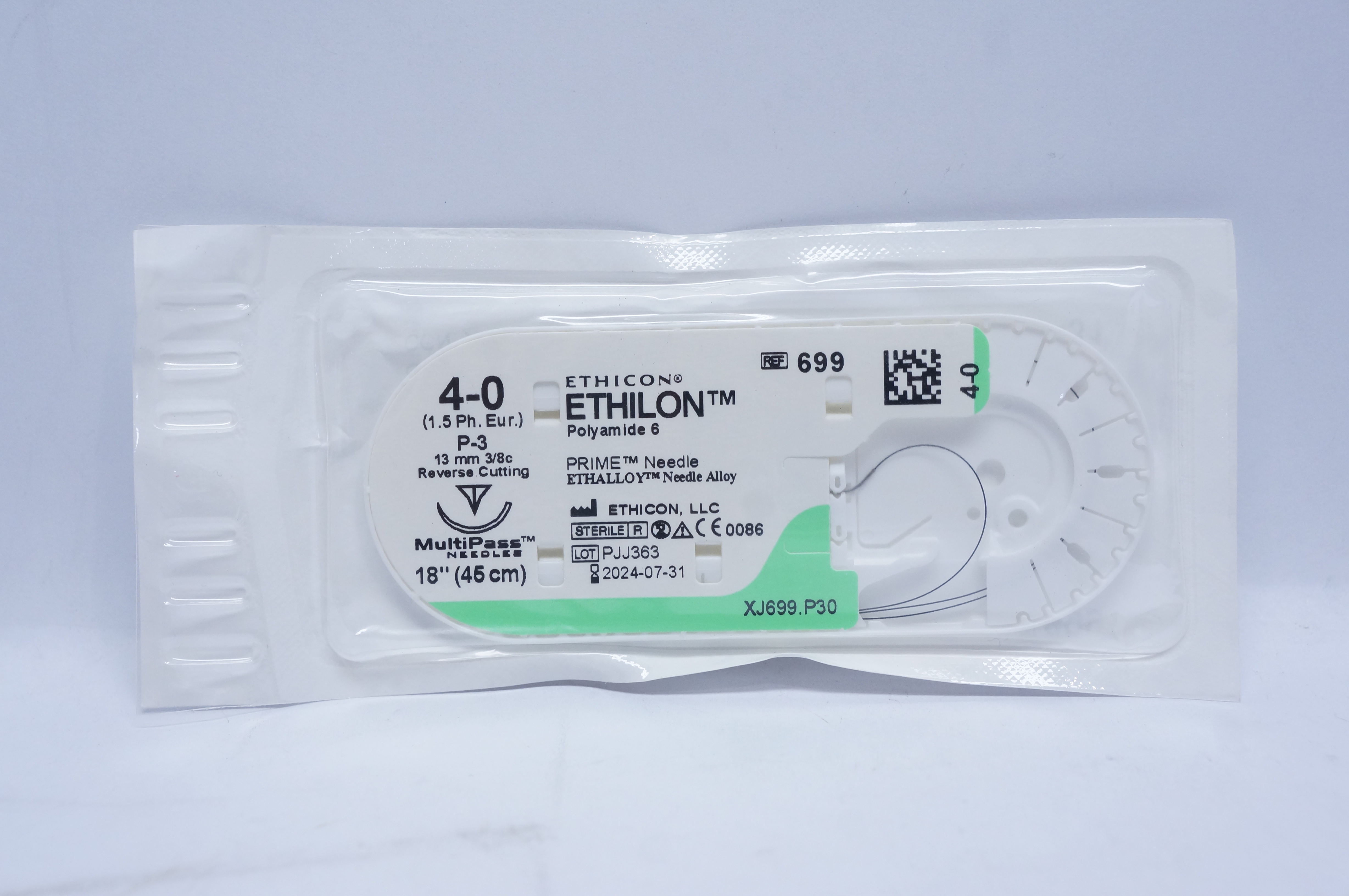 Ethicon 699 4-0 ETHILON, P-3, 13mm 3/8c Reverse Cutting, 18inch