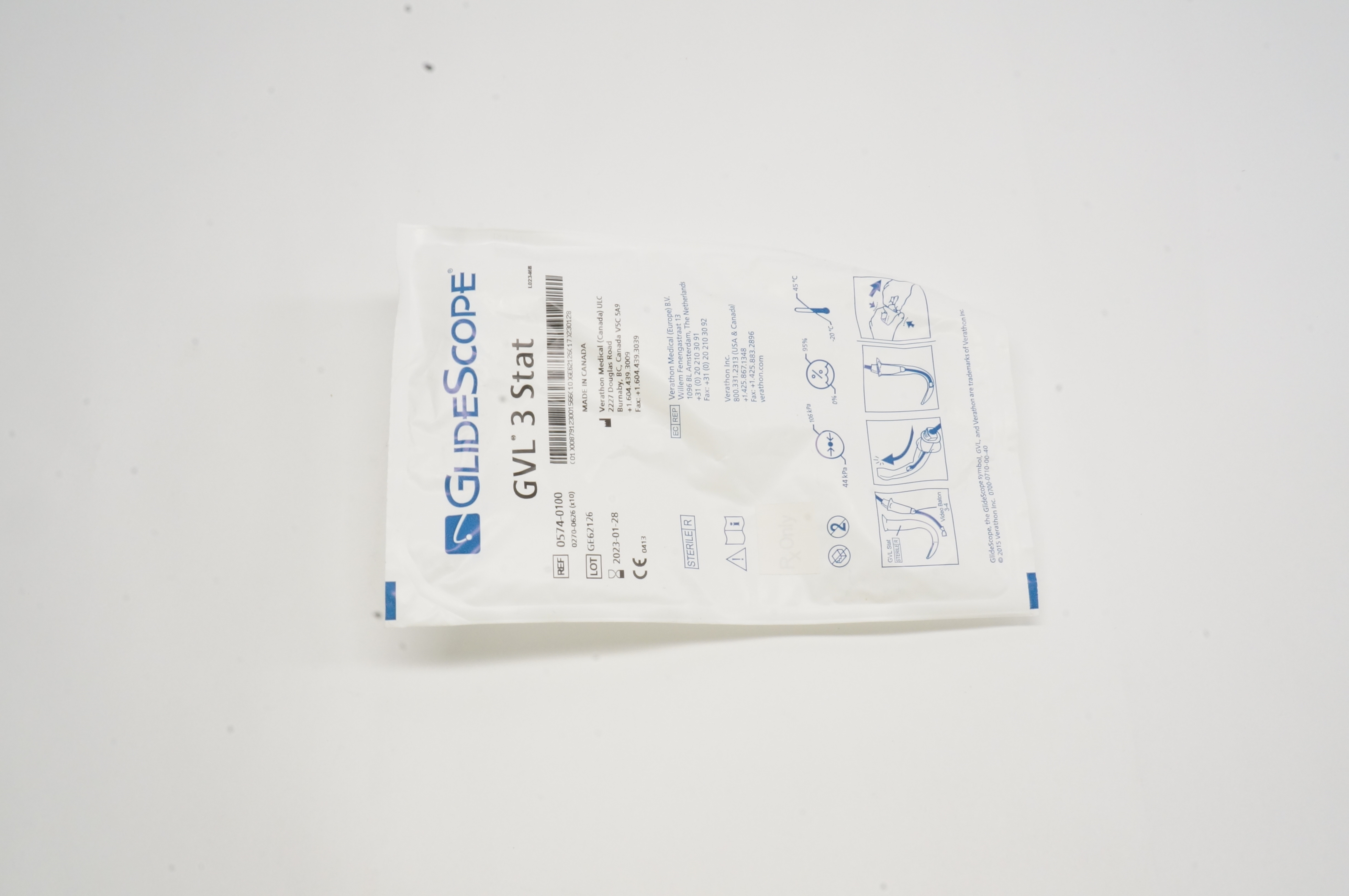 GlideScope 0574-0100 Verathon Medical GVL 3 Stat