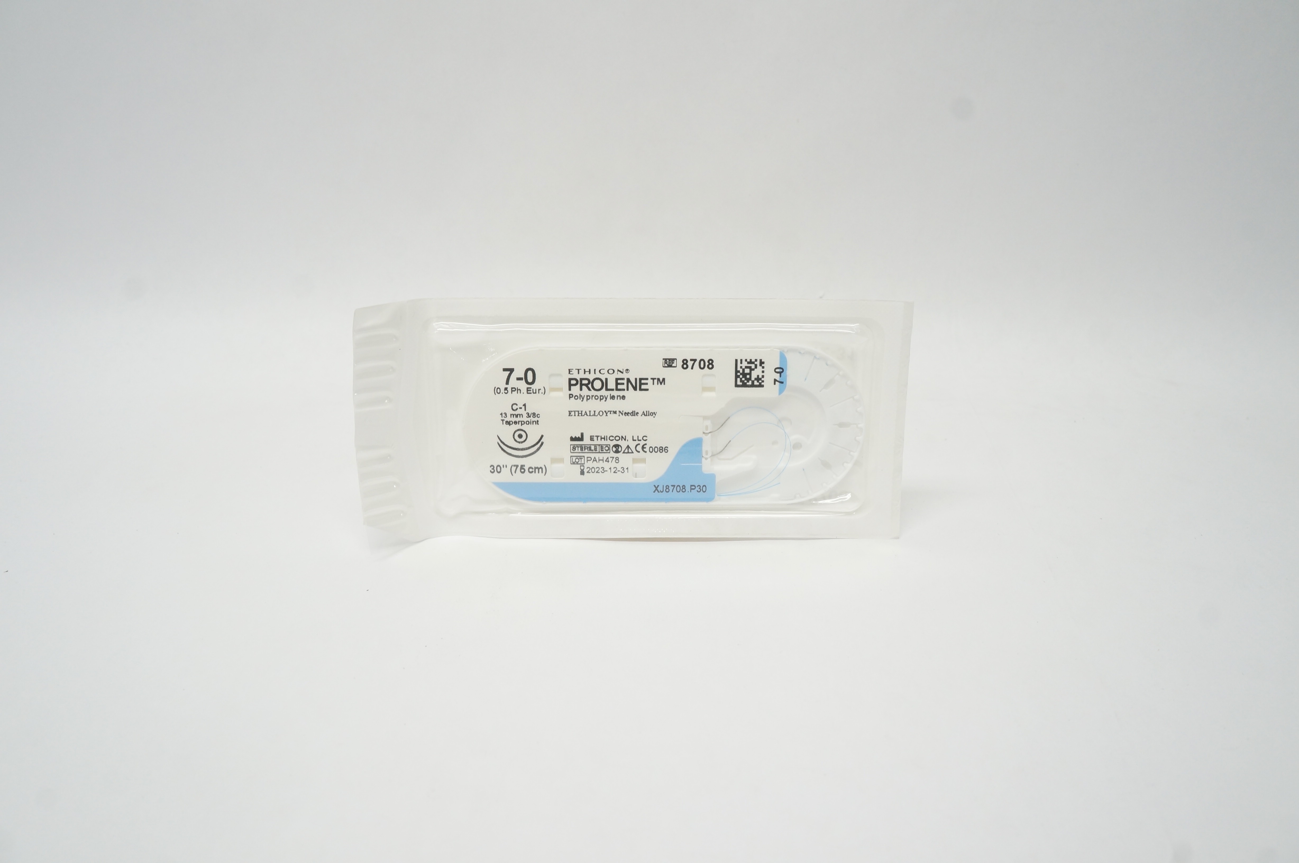 Ethicon 8708 7-0 Prolene Polypropylene Stre C-1 13mm 3/8c Taperpoint, 30inch