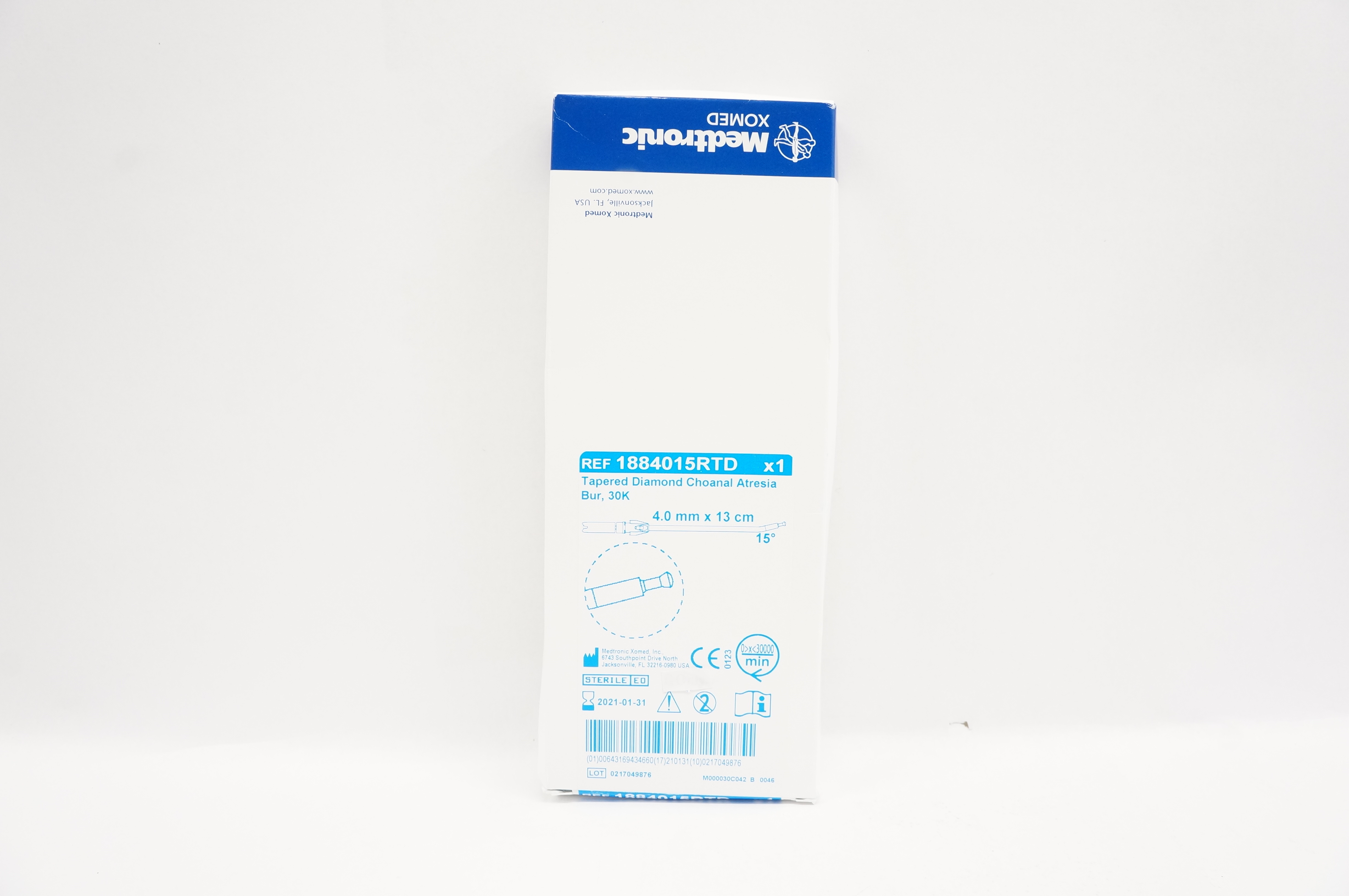 Medtronic 1884015RTD Tapered diamond Choanal Atresia Bur 30K 4.0mm x 13cm (x)