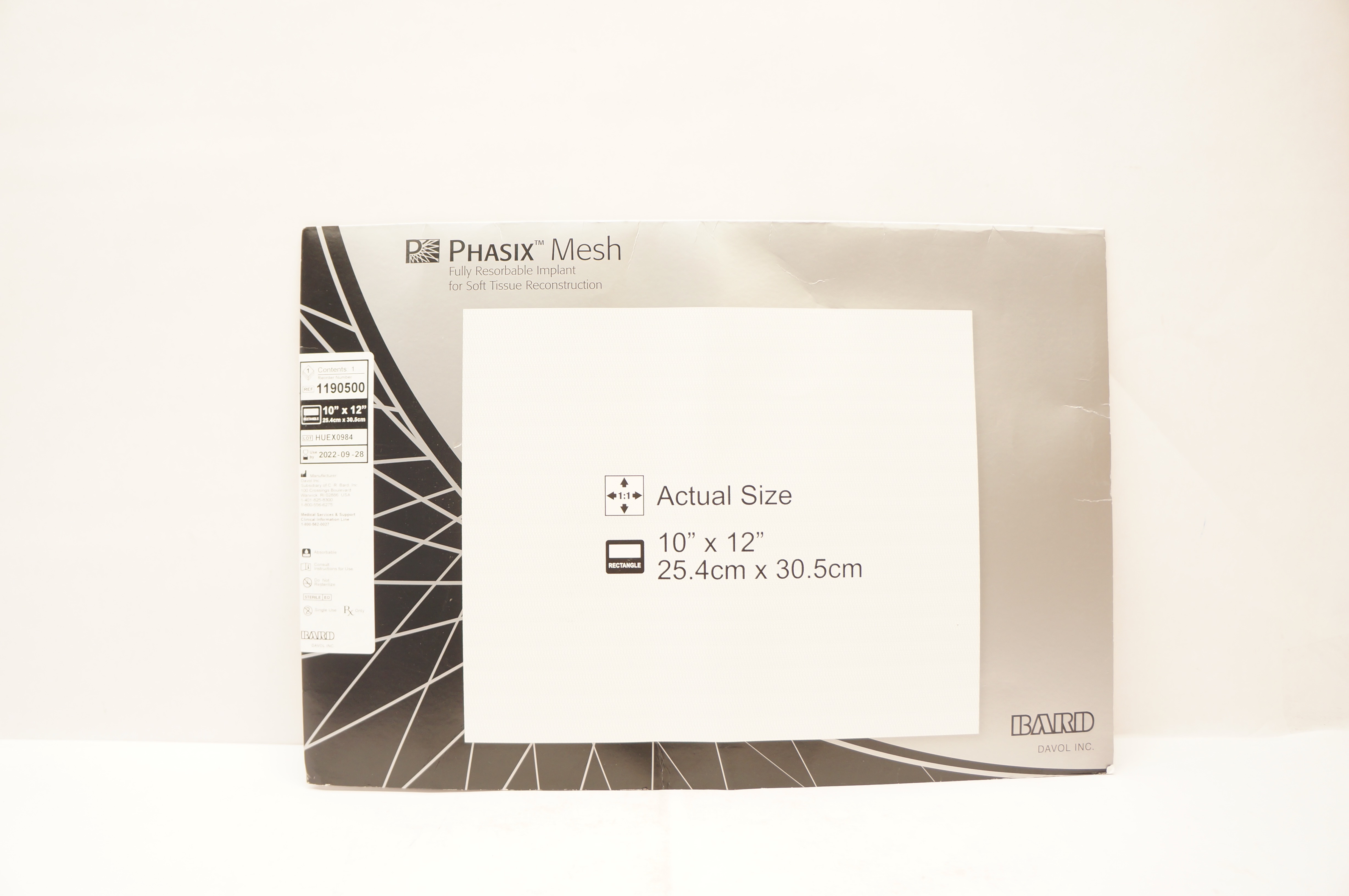 Bard 1190500 Phasix Mesh Fully Resorbable Implant 10inch x 12inch (x)