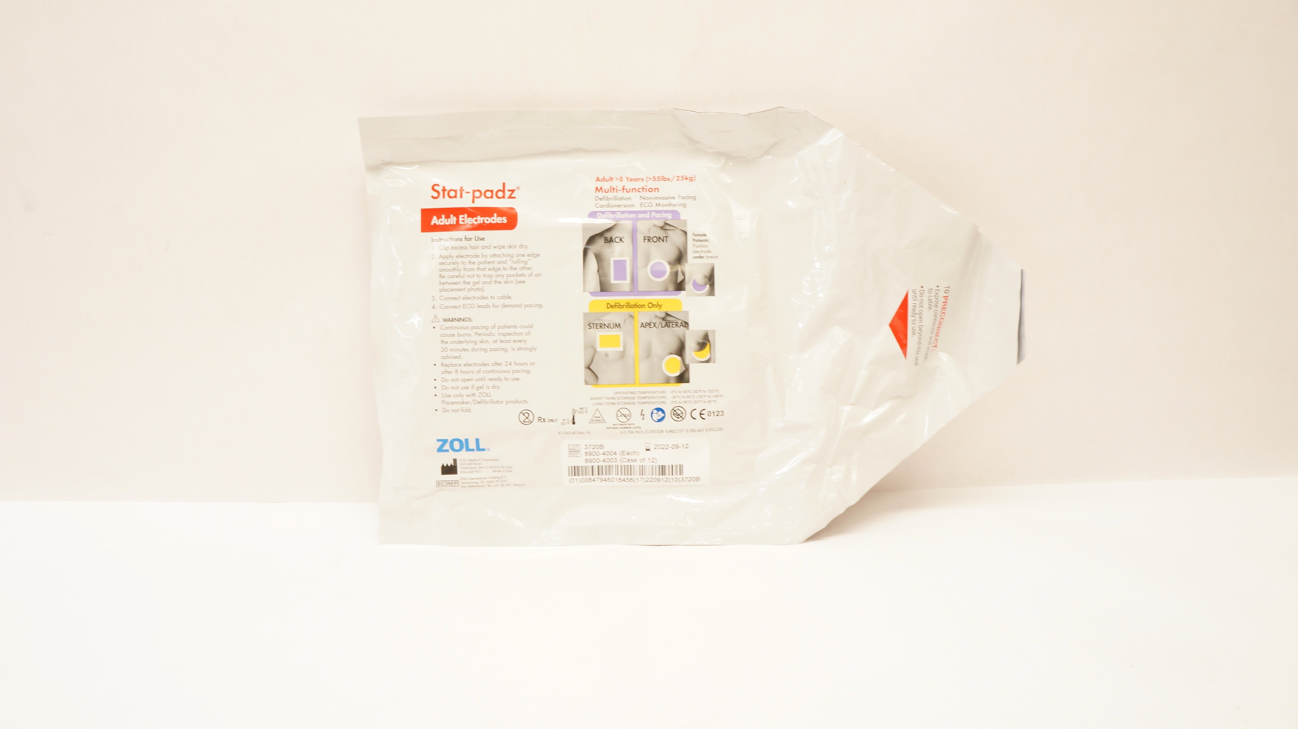 Zoll 8900-4004 Stat-padz Multi-Function Adult Electrodes >8 Years >55 lbs (x)