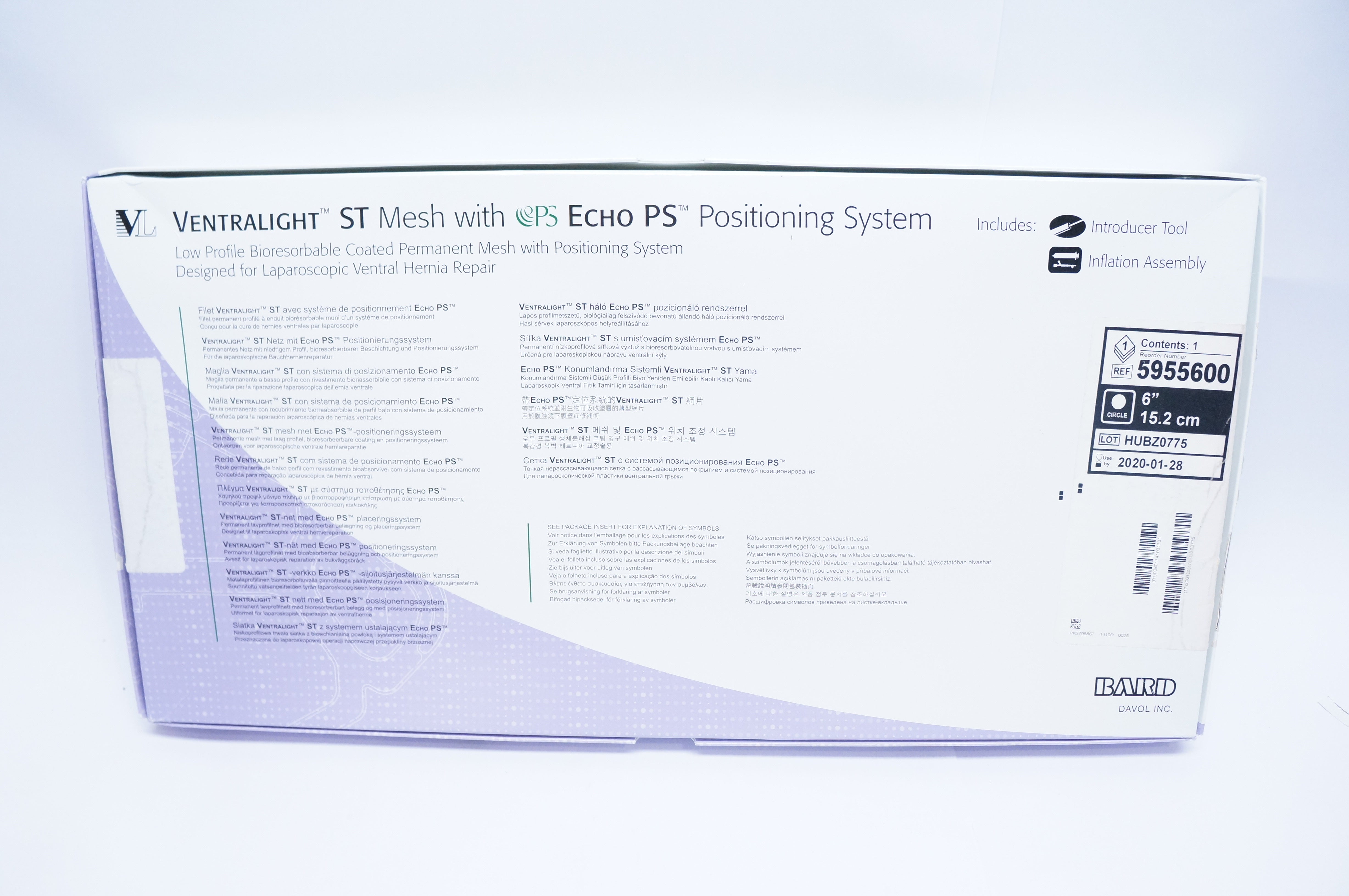 Bard 5955600 Ventralight ST Mesh With Echo Positioning System 6inch x 15.2cm (x)