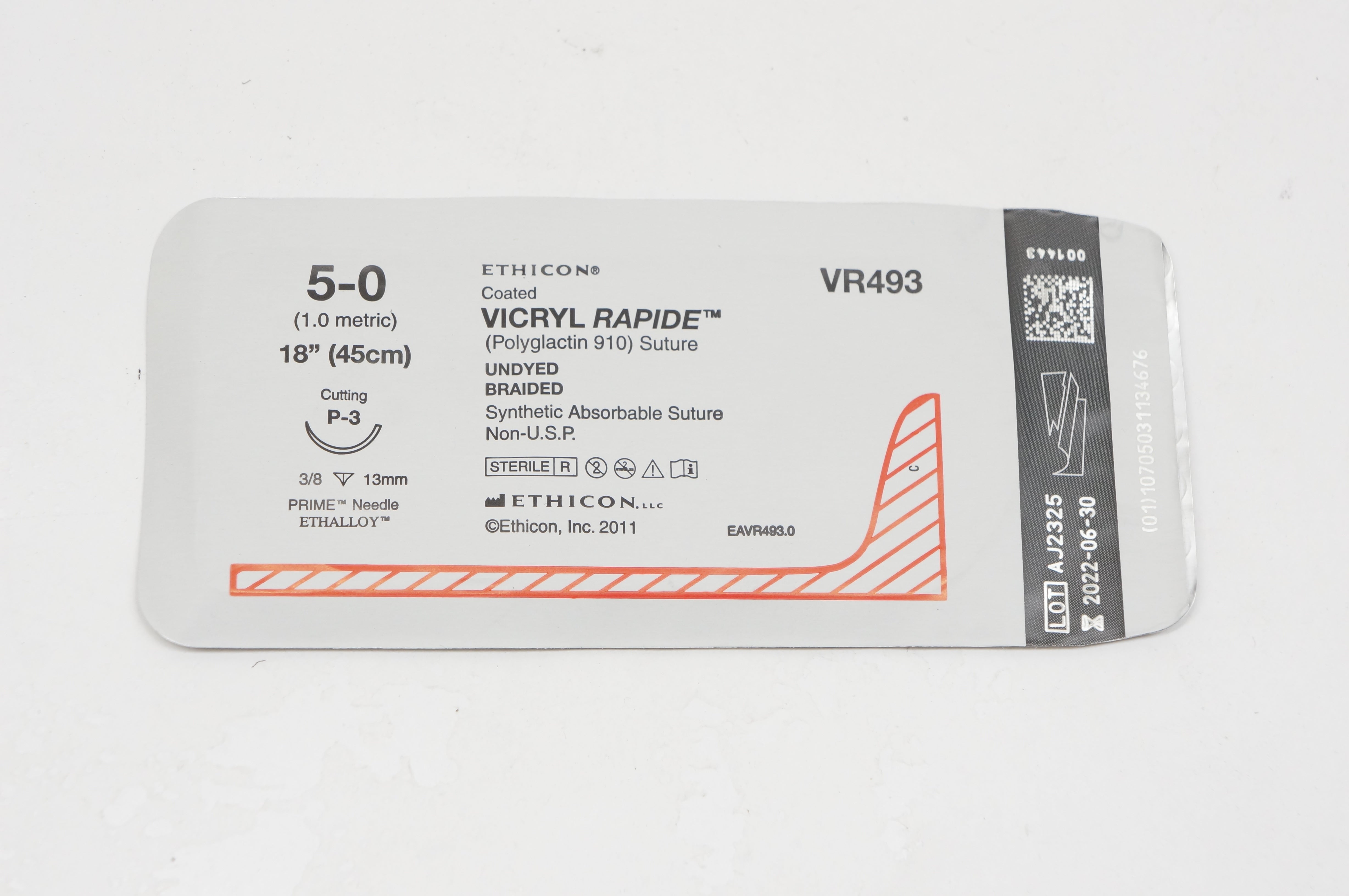 Ethicon VR493 5-0 VICRYL RAPIDE, P-3, 3/8 13mm, 18inch