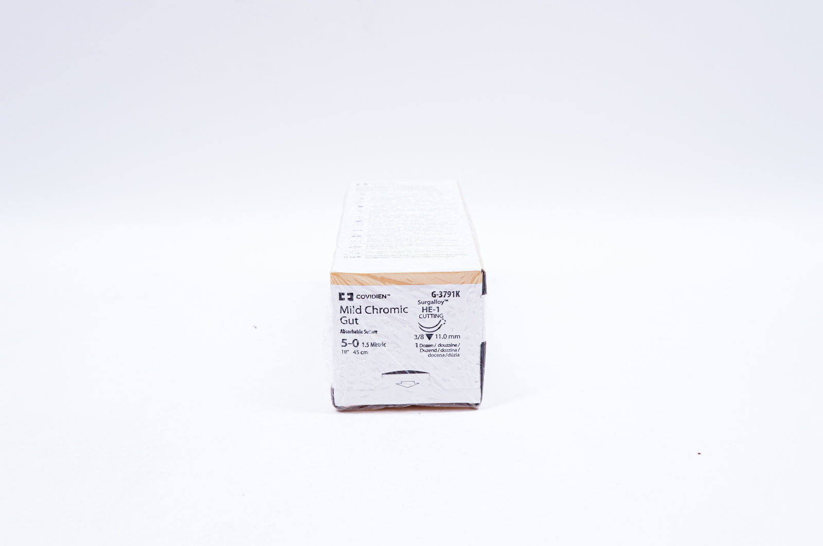 Covidien G-3791K 5-0 Mild Chromic Gut, HE-1 Cutting, 3/8 11mm, 18inch (x) - Box of 12