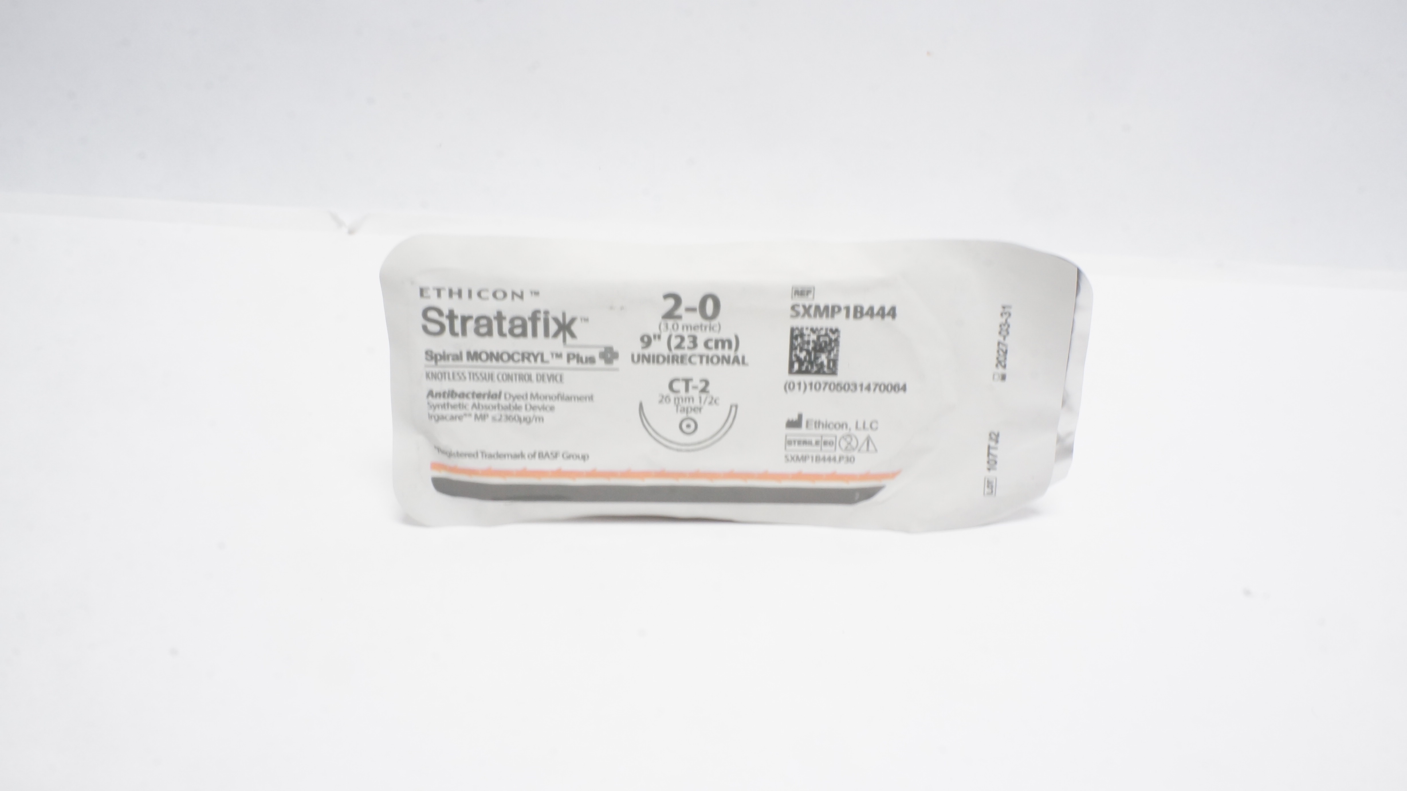 Ethicon SXMP1B444 2-0 Stratafix Monocryl+ 9In Unidirectional CT-2 26mm 1/2cTaper