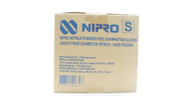 Nipro GU+NPFSB-S Nitrile Powder Free Examination Gloves, Size S - Case of 2000
