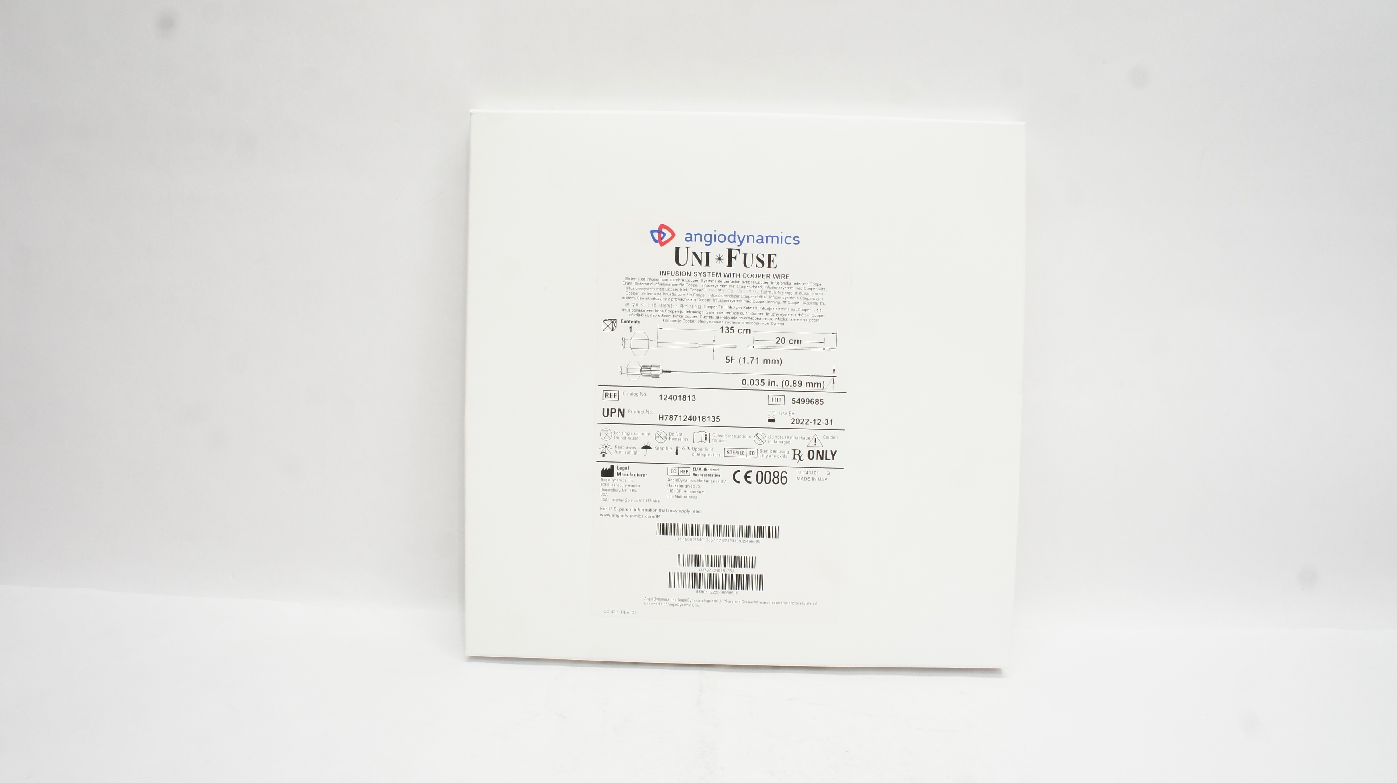 Angiodynamics 12401813 Uni Fuse Infusion System w/Wire 5F x 135cm x 20cm (x)