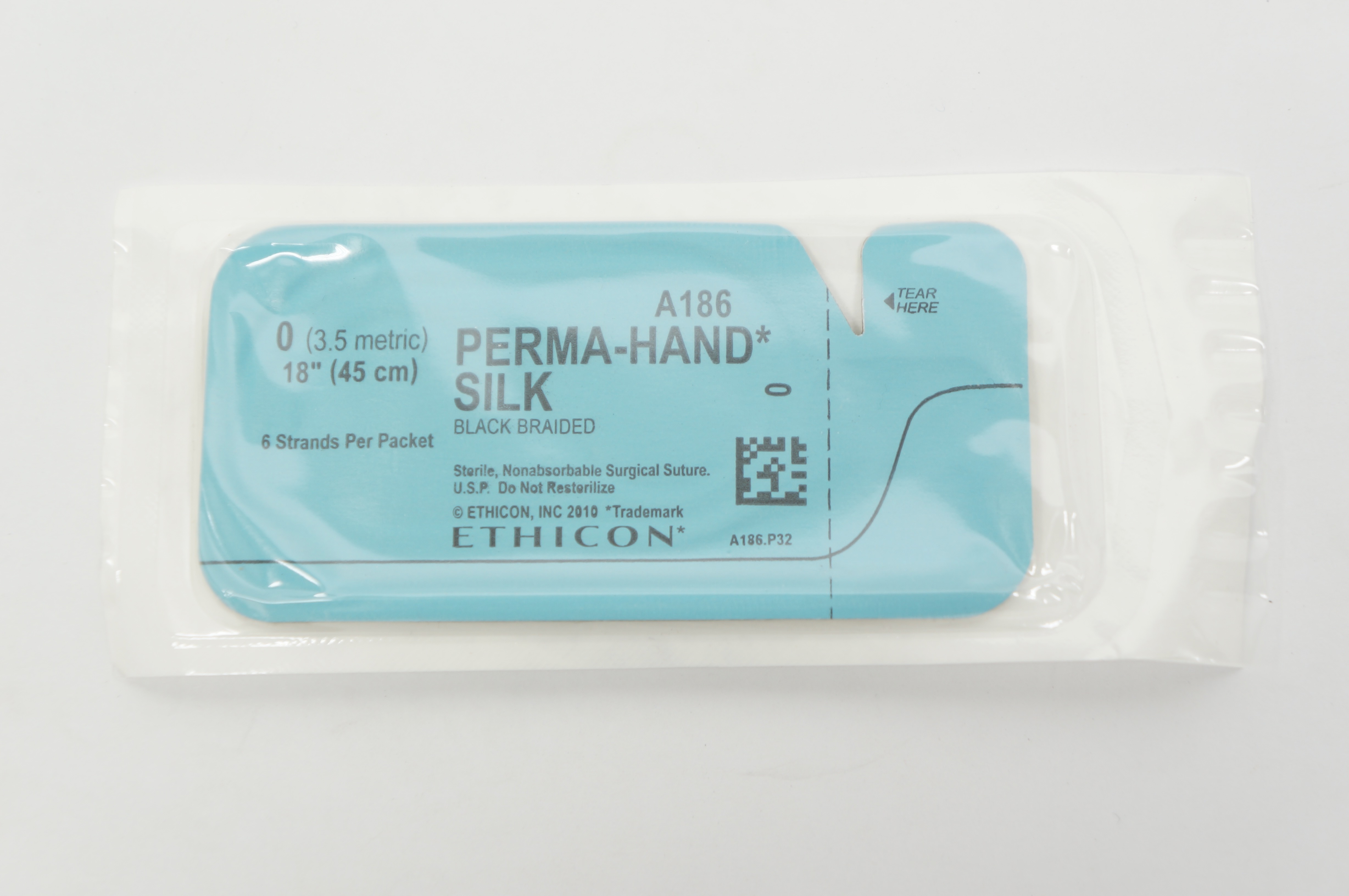 Ethicon A186 0 Perma-Hand Silk Black Braided Surgical Stre, 18 inch