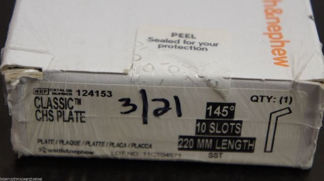 Smith&Nephew 124153 Classic CHS Plate 145deg 10 Slots 220mm (2021/03)