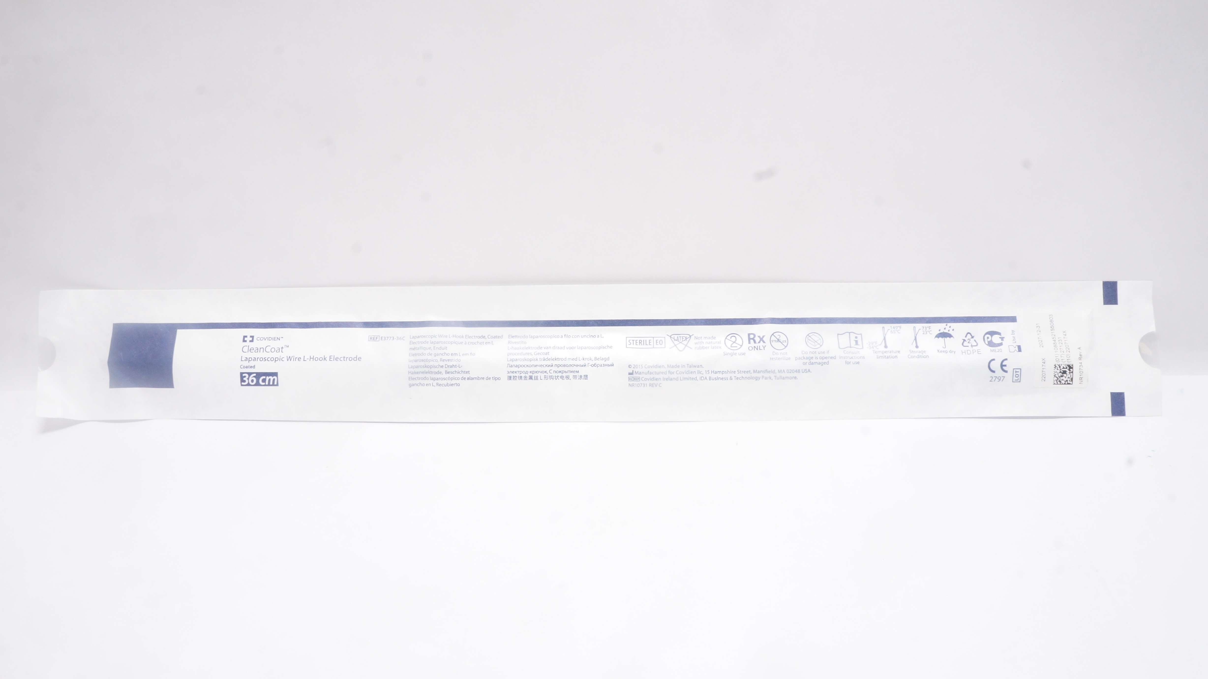 Covidien E3773-36C CleanCoat Laparoscopic Wire L-Hook Electrode 36cm