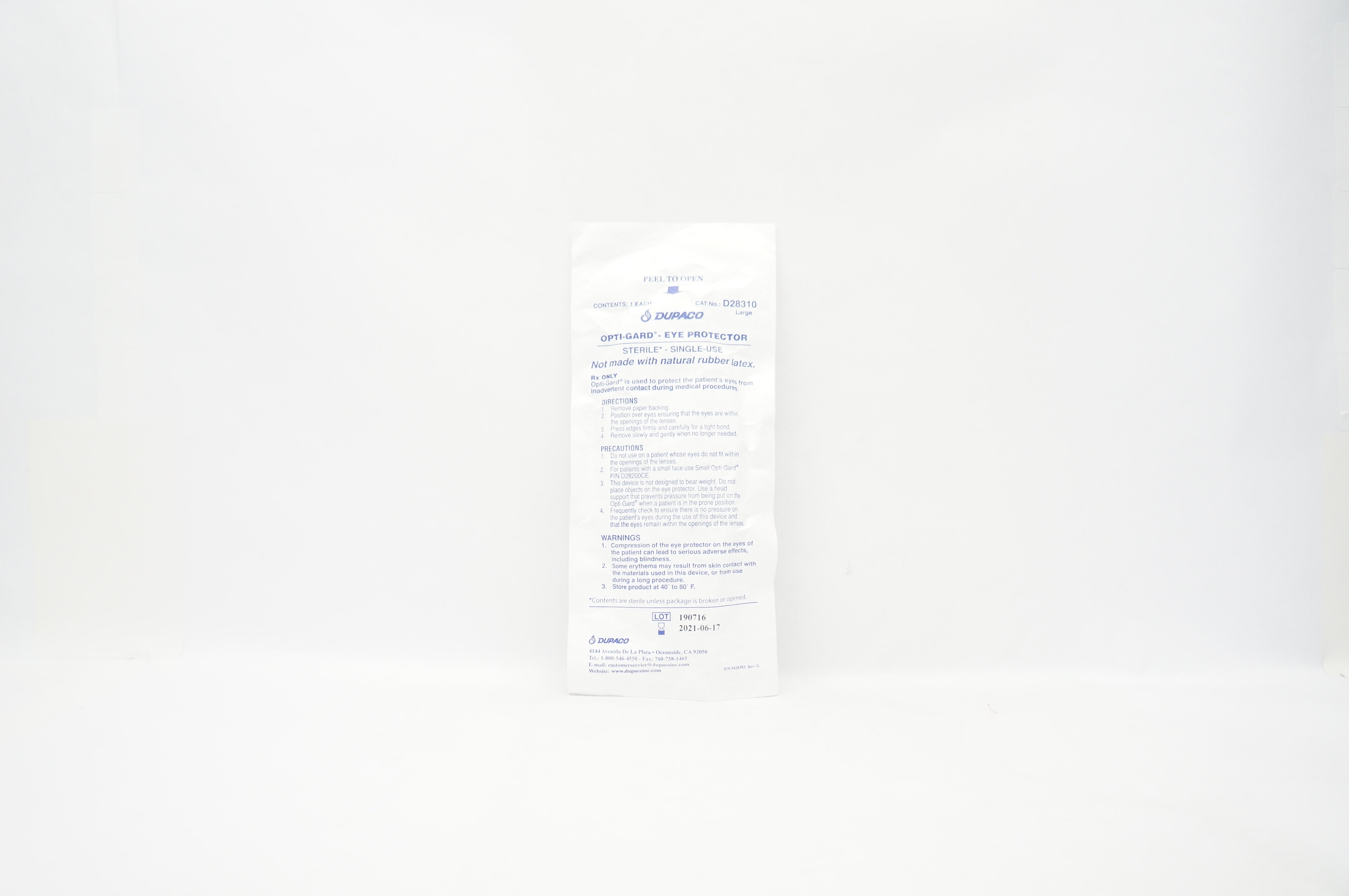 Dupaco D28310 Opti-Gard Eye Protector, Large