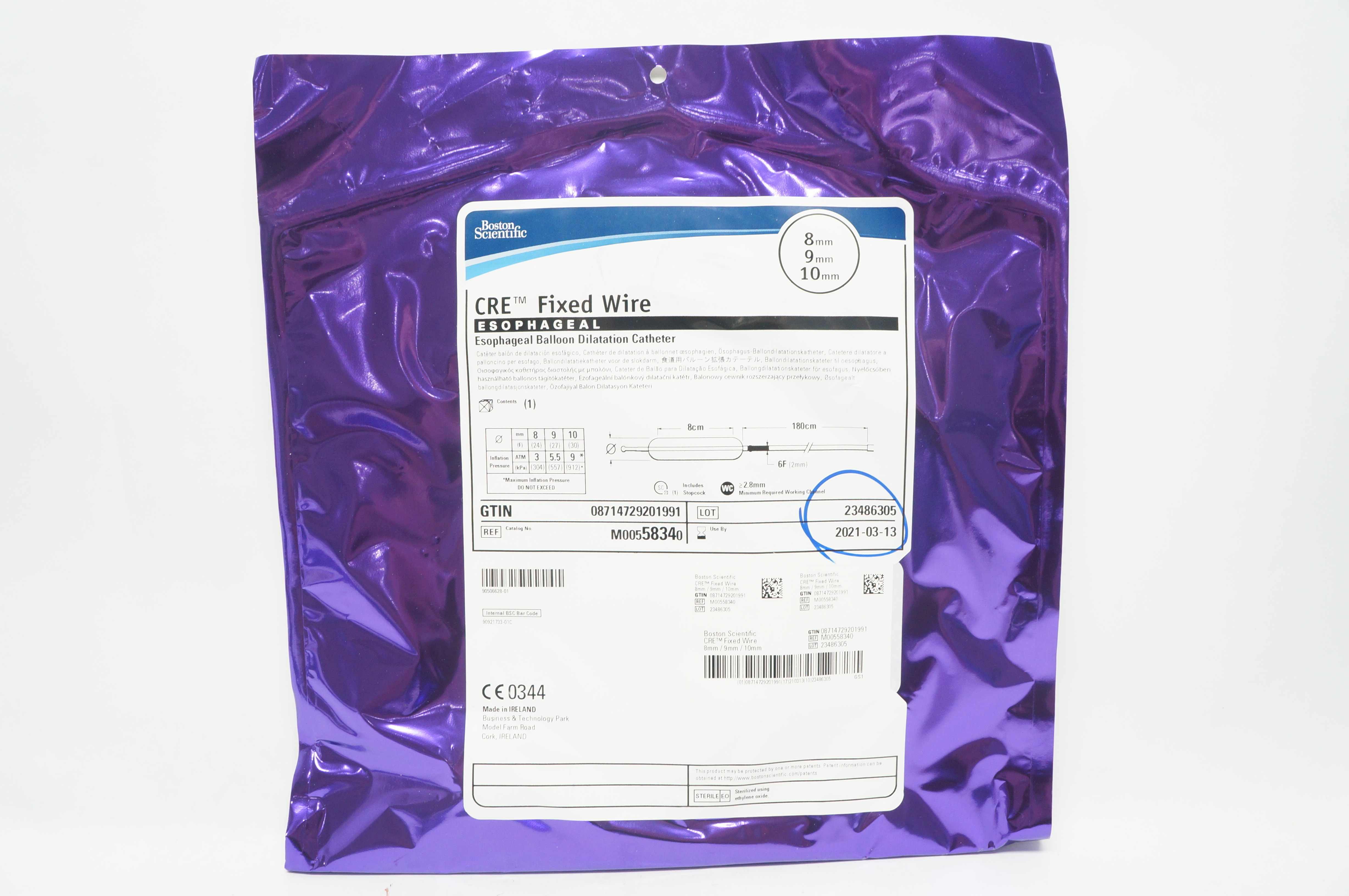Boston Scientific M00558340 CRE Esophageal Balloon Dilatation Cath. 8x9x10mm (x)