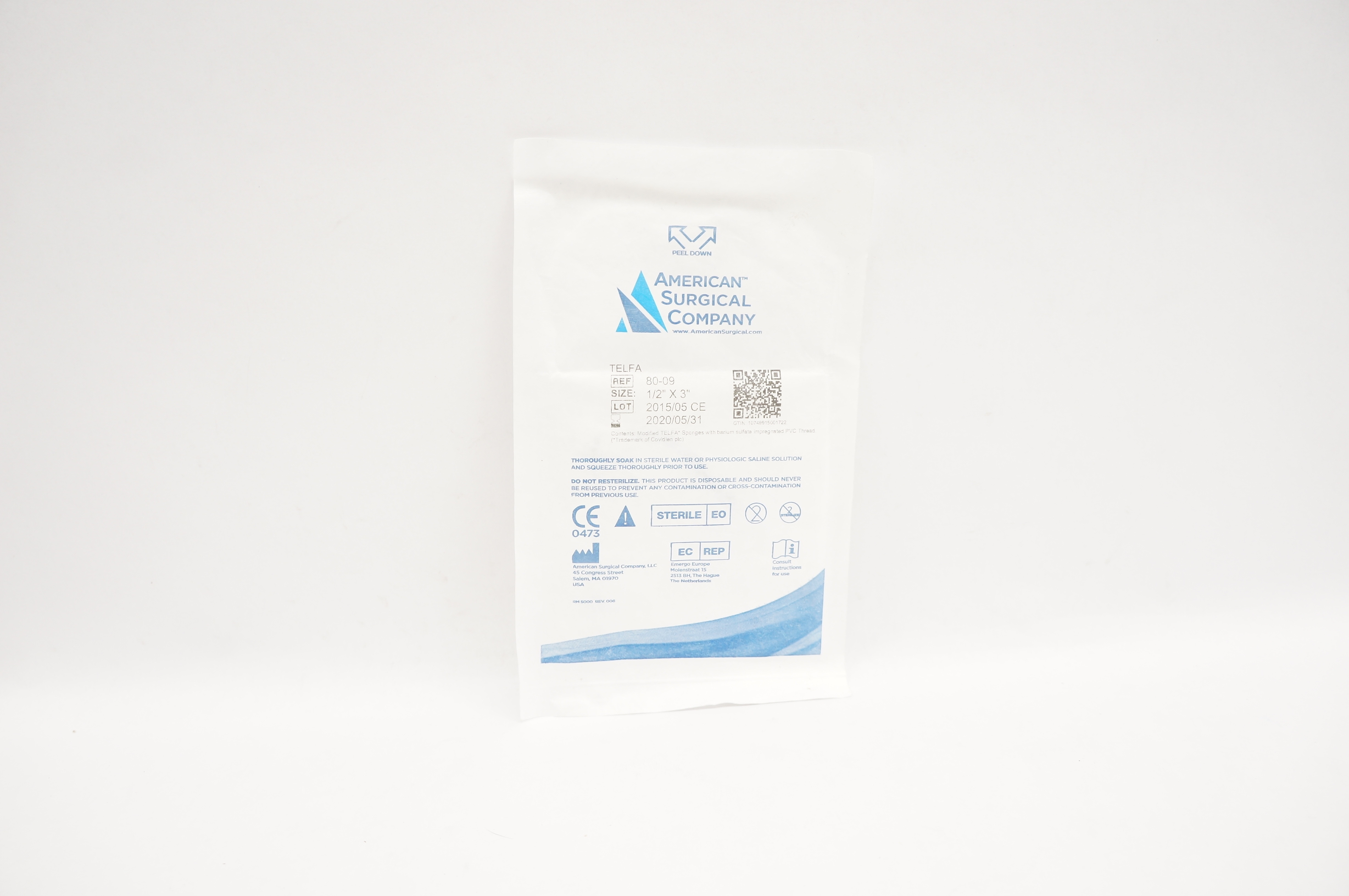 American Surgical Company 80-09 Telfa 1/2inch x 3inch (x)