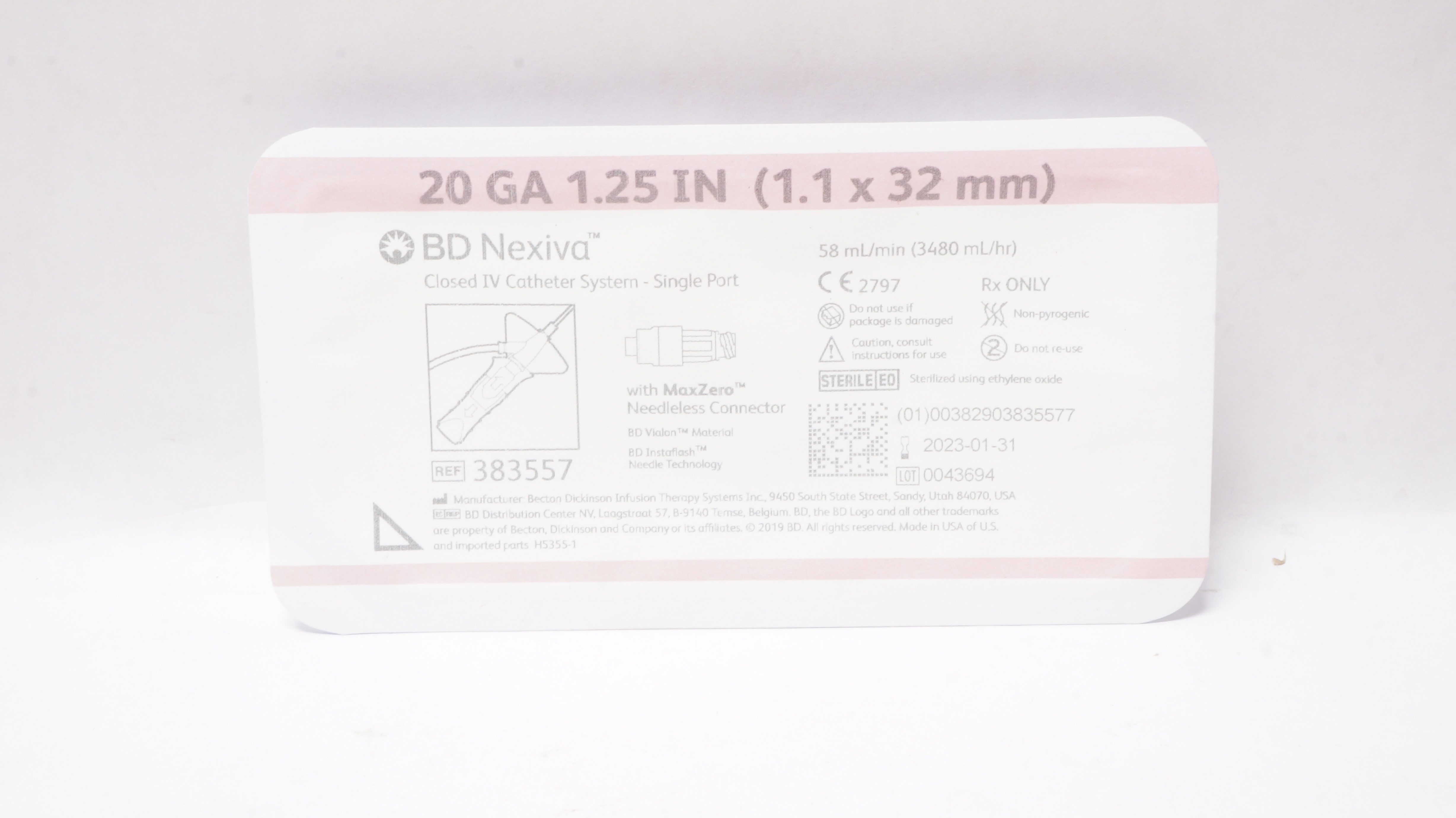 BD 383557 Nexiva Closed IV Cath. System 20Ga x 1.25In (x)