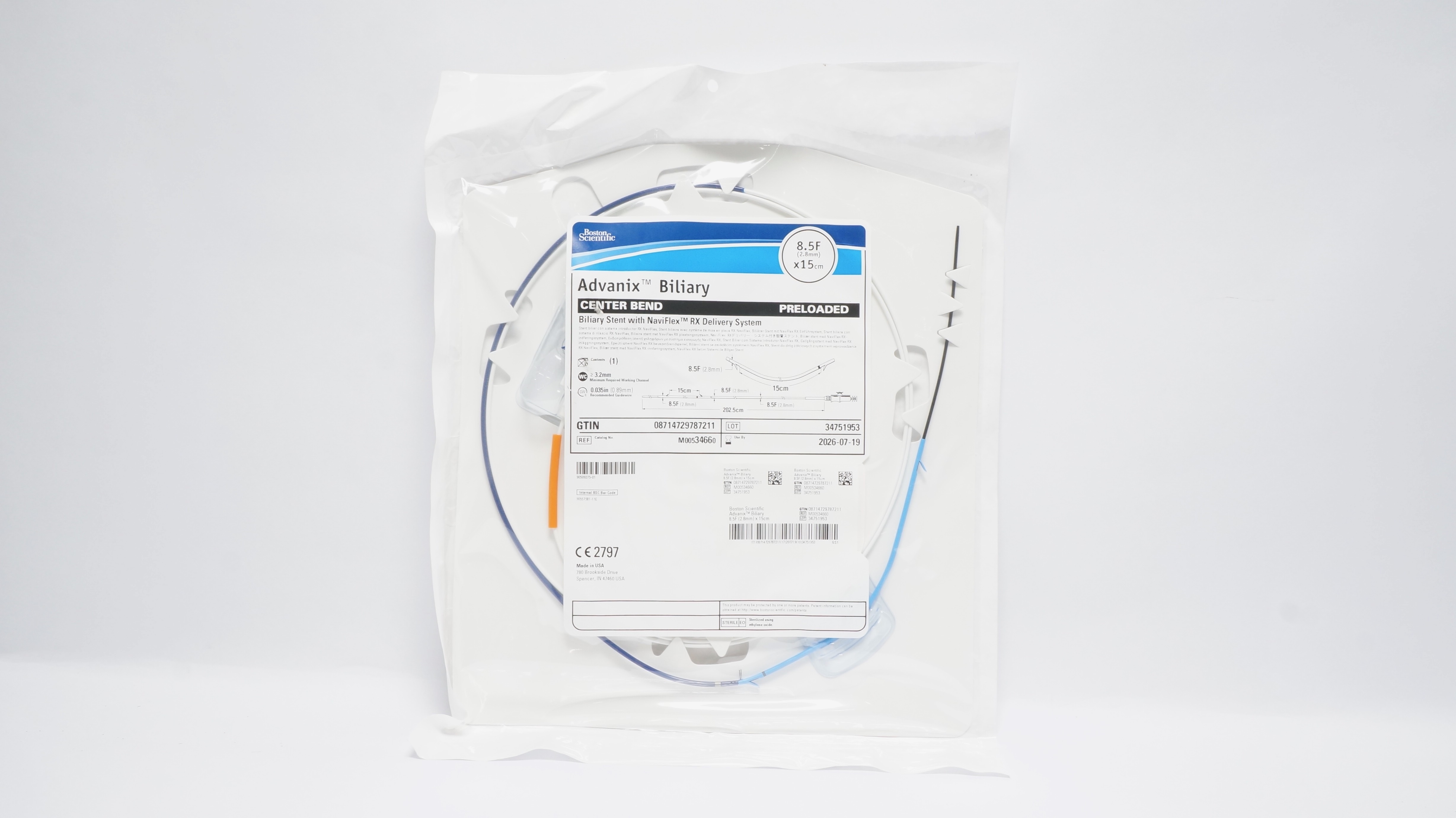 Boston Scientific 3466 Biliary Stent W/NaviFlex RX Delivery System 8.5F x 15cm