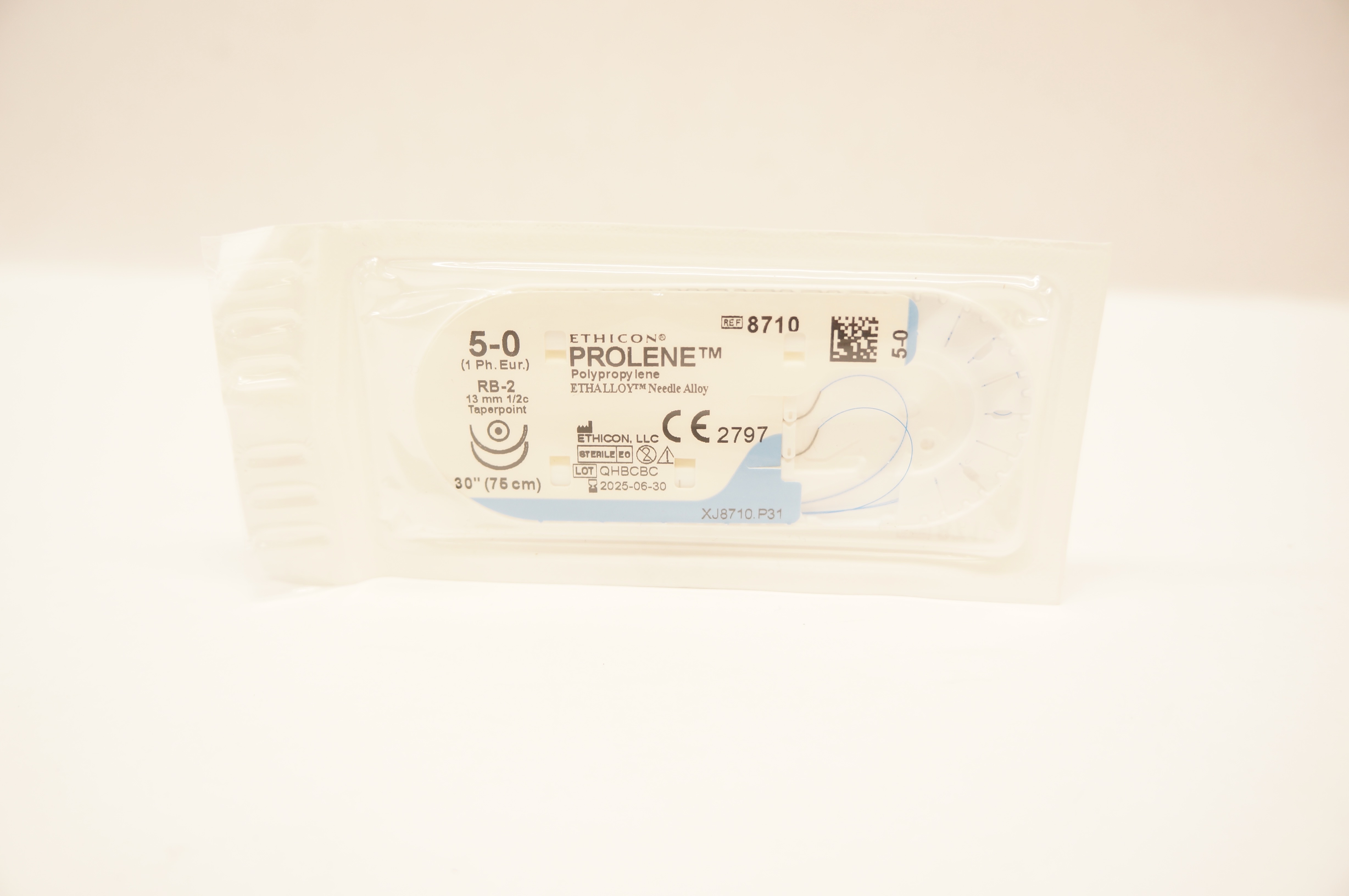 Ethicon 8710 5-0 PROLENE Non- Absorbable Stre RB-2 13mm 1/2c Taperpoint 30inch
