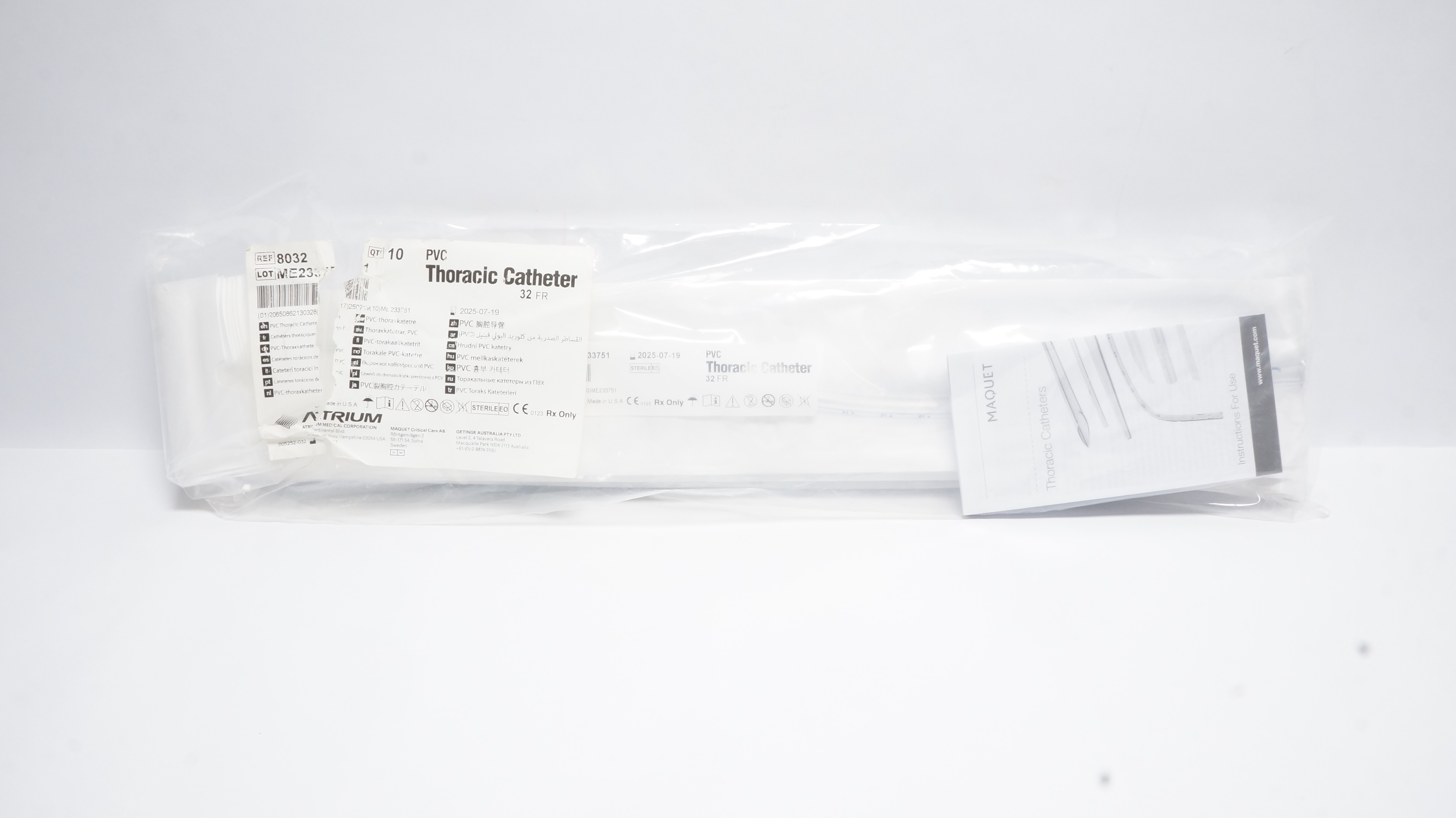 Atrium 8032 PVC Thoracic Cath. 32Fr. - Box of 10 (x)