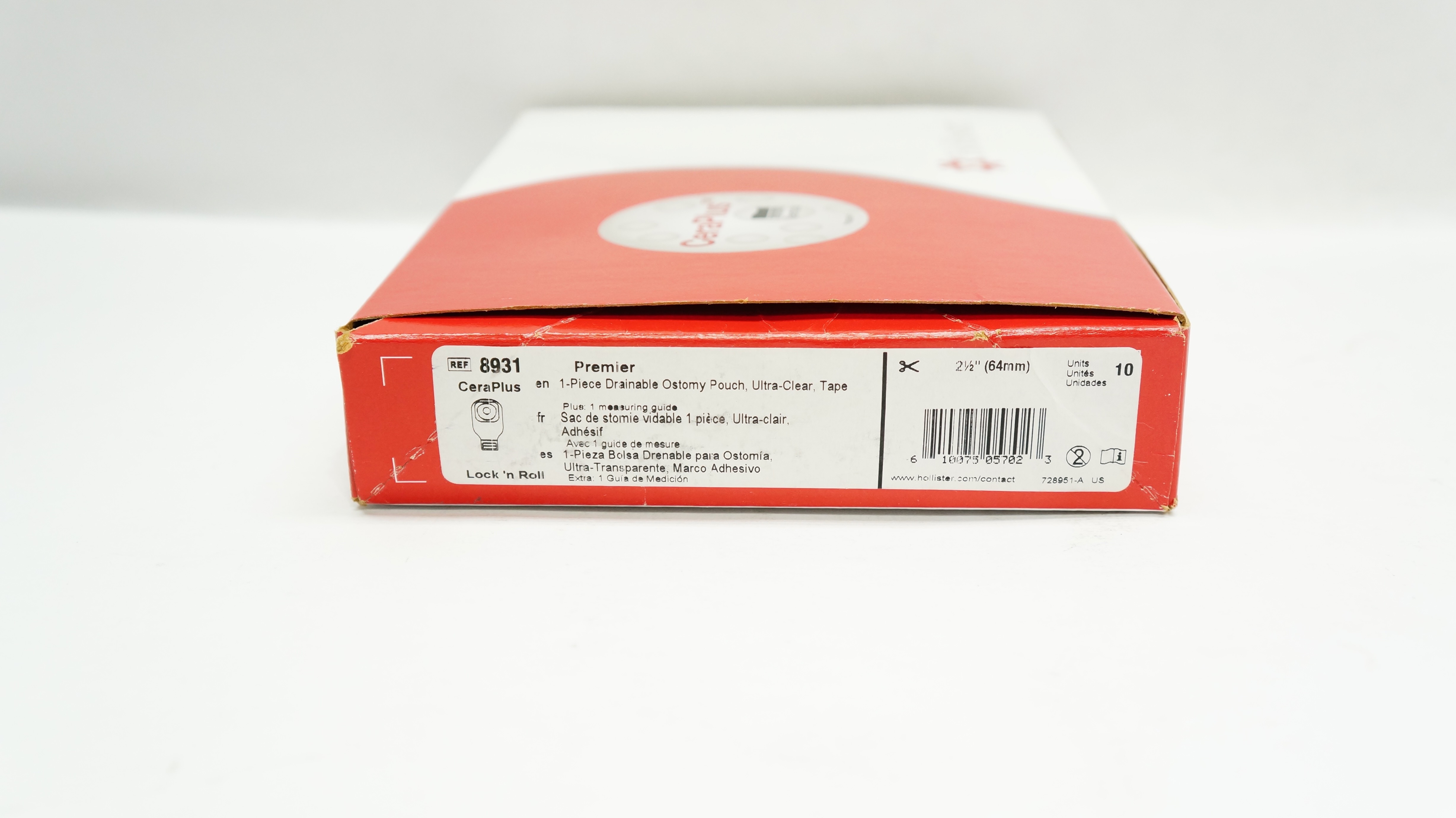 Hollister 8931 Premier CeraPlus Drainable Ostomy Pouch 2-1/2inch - Box of 10