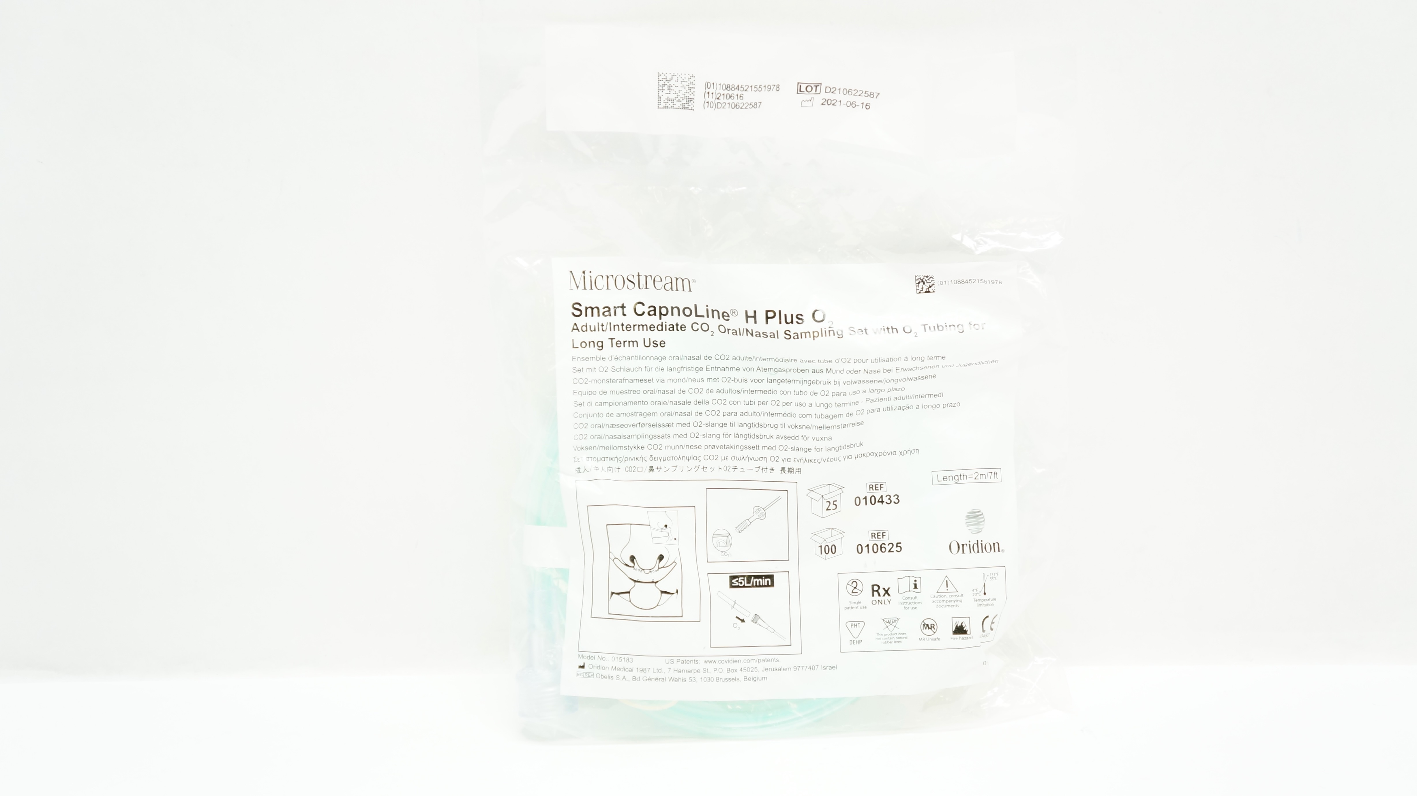 Oridion 010433 Microstream Smart CapnoLine Oral/Nasal Sampling Set 7ft., ≤5L/min