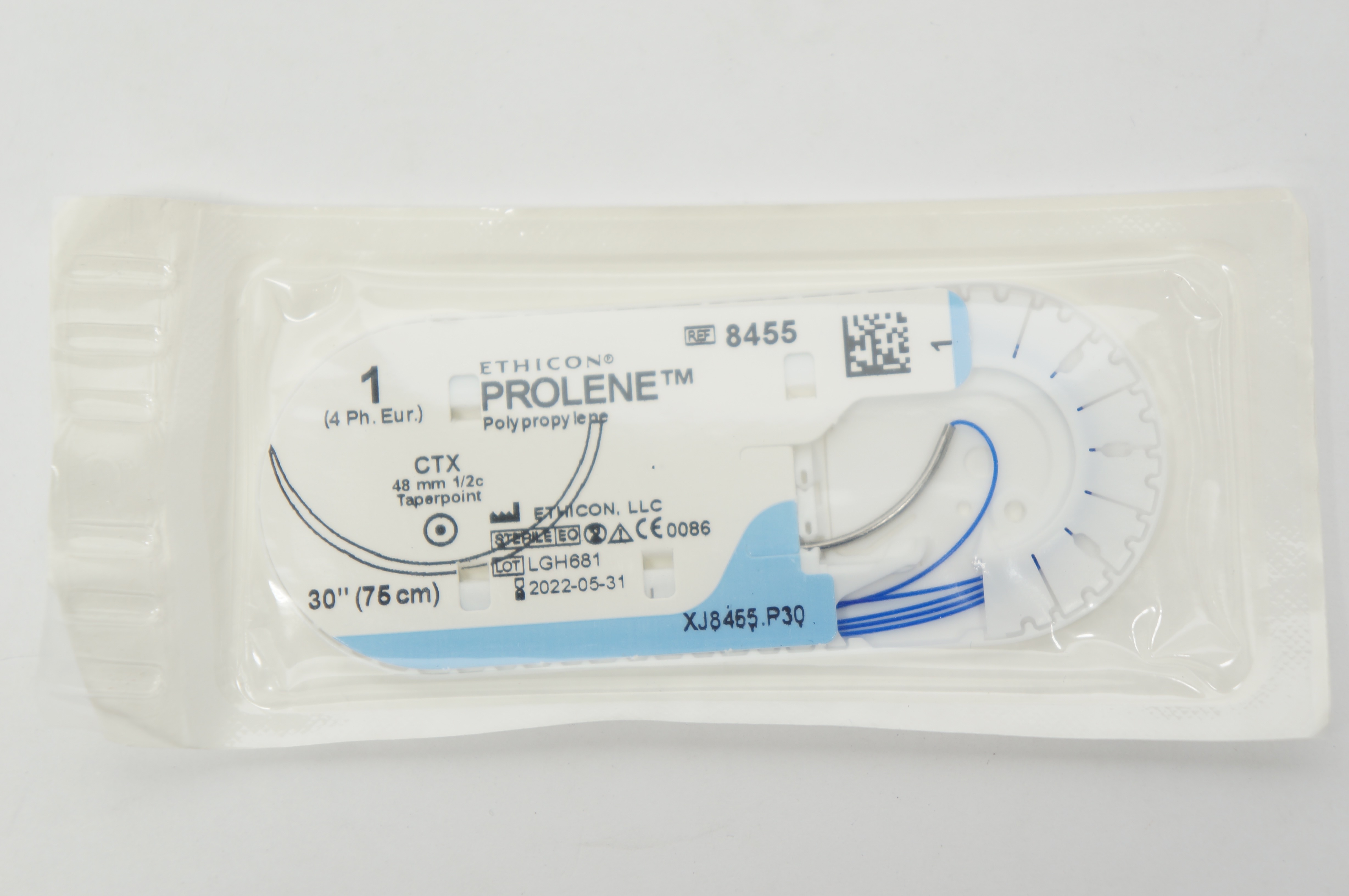 Ethicon 8455 1 Prolene Polypropylene Stre CTX, 48mm 1/2c Taperpoint, 30inch (X)