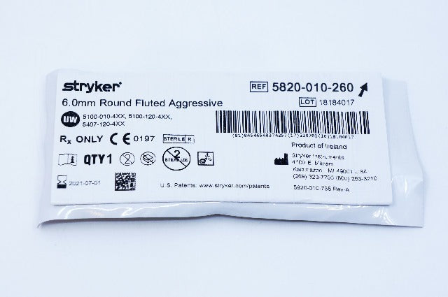Stryker 5820-010-260 6.0mm Round Fluted Aggressive
