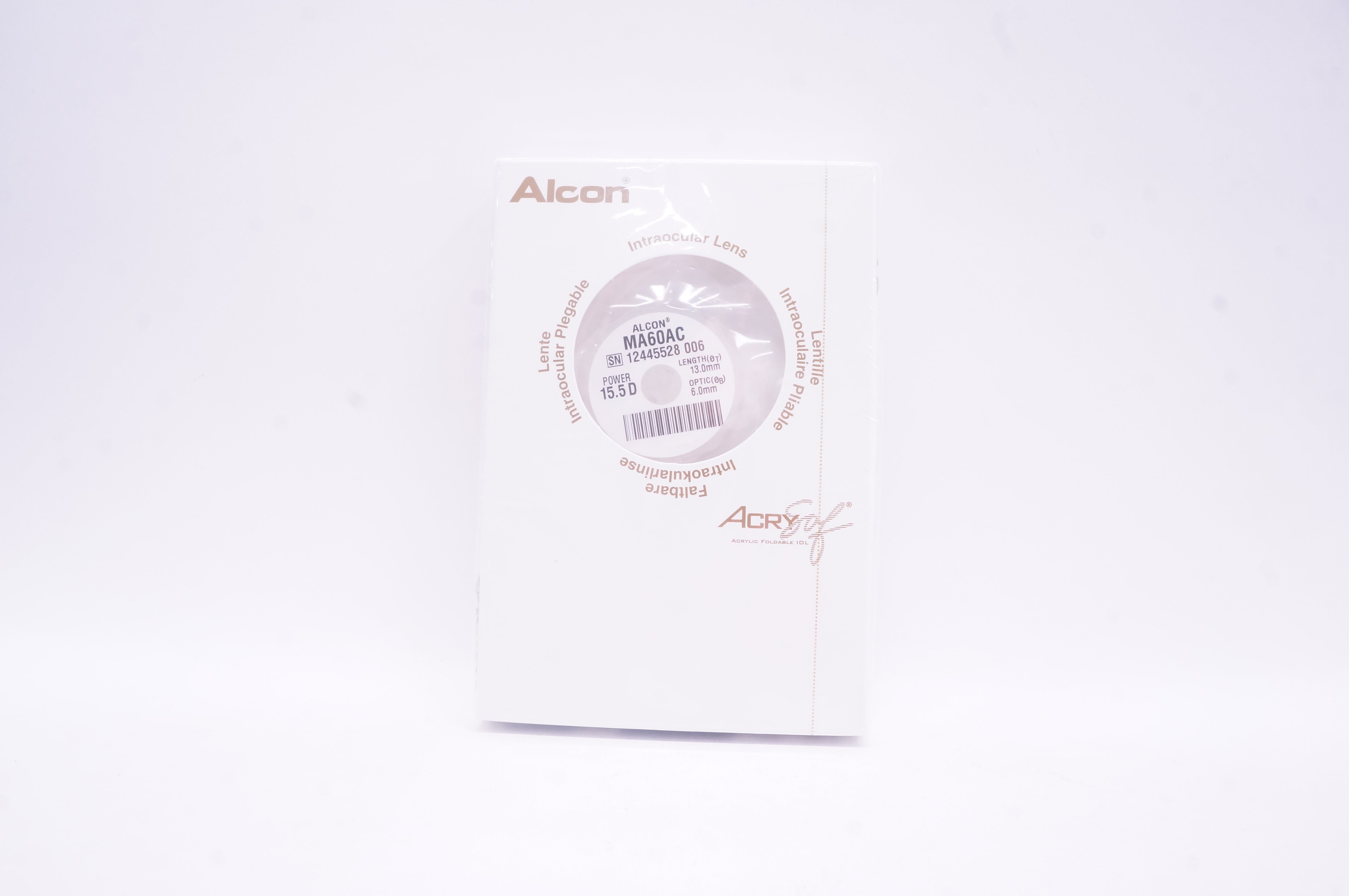 Alcon MA60AC AcrySof Soft Acrylic Multipiece 15.5D, L. 13.0mm, Optic 6.0mm (x)