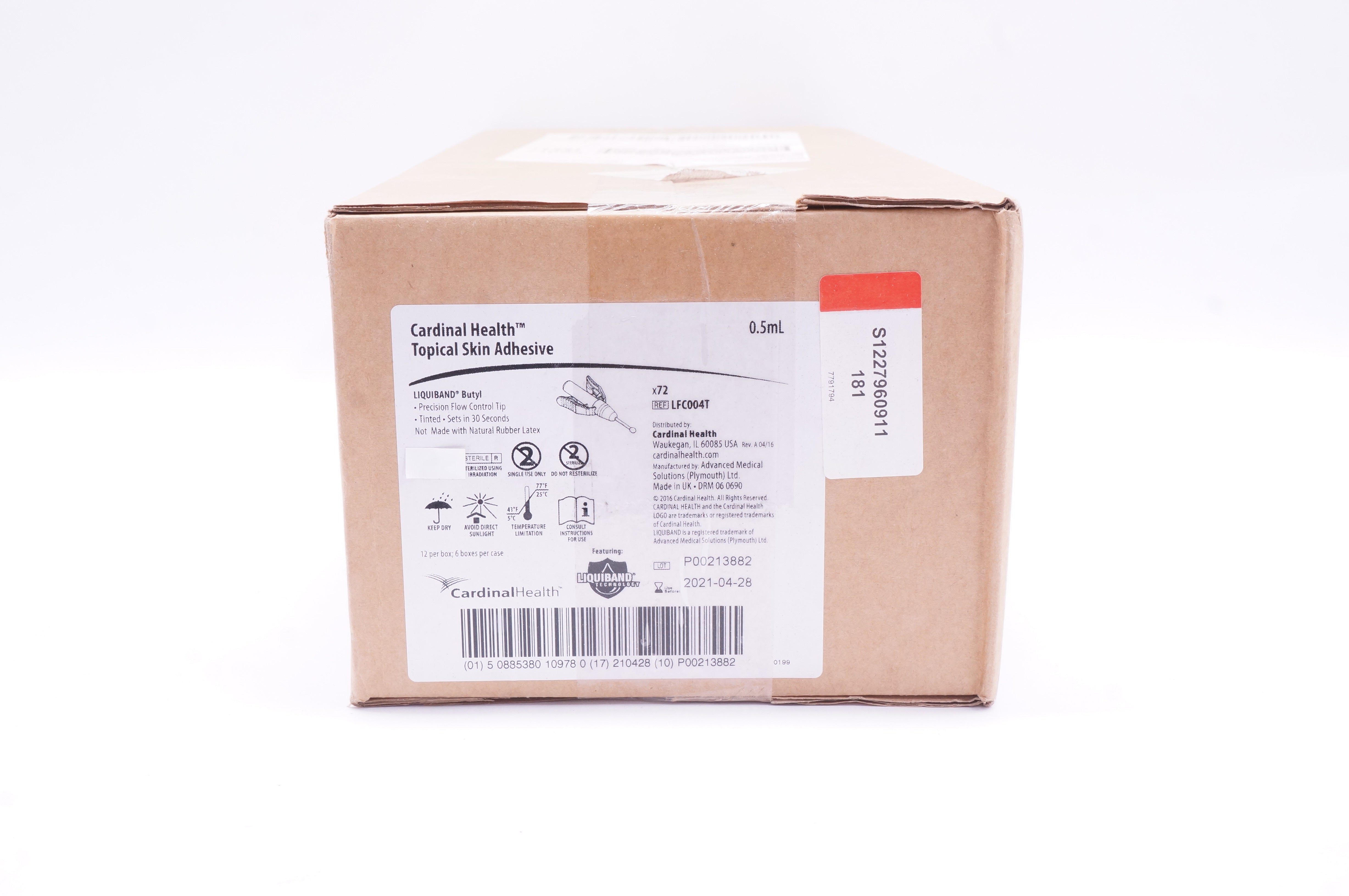 Cardinal Health LFC004T Topical Skin Adhesive Liquiband Butyl 0.5mL-Case of72(x)