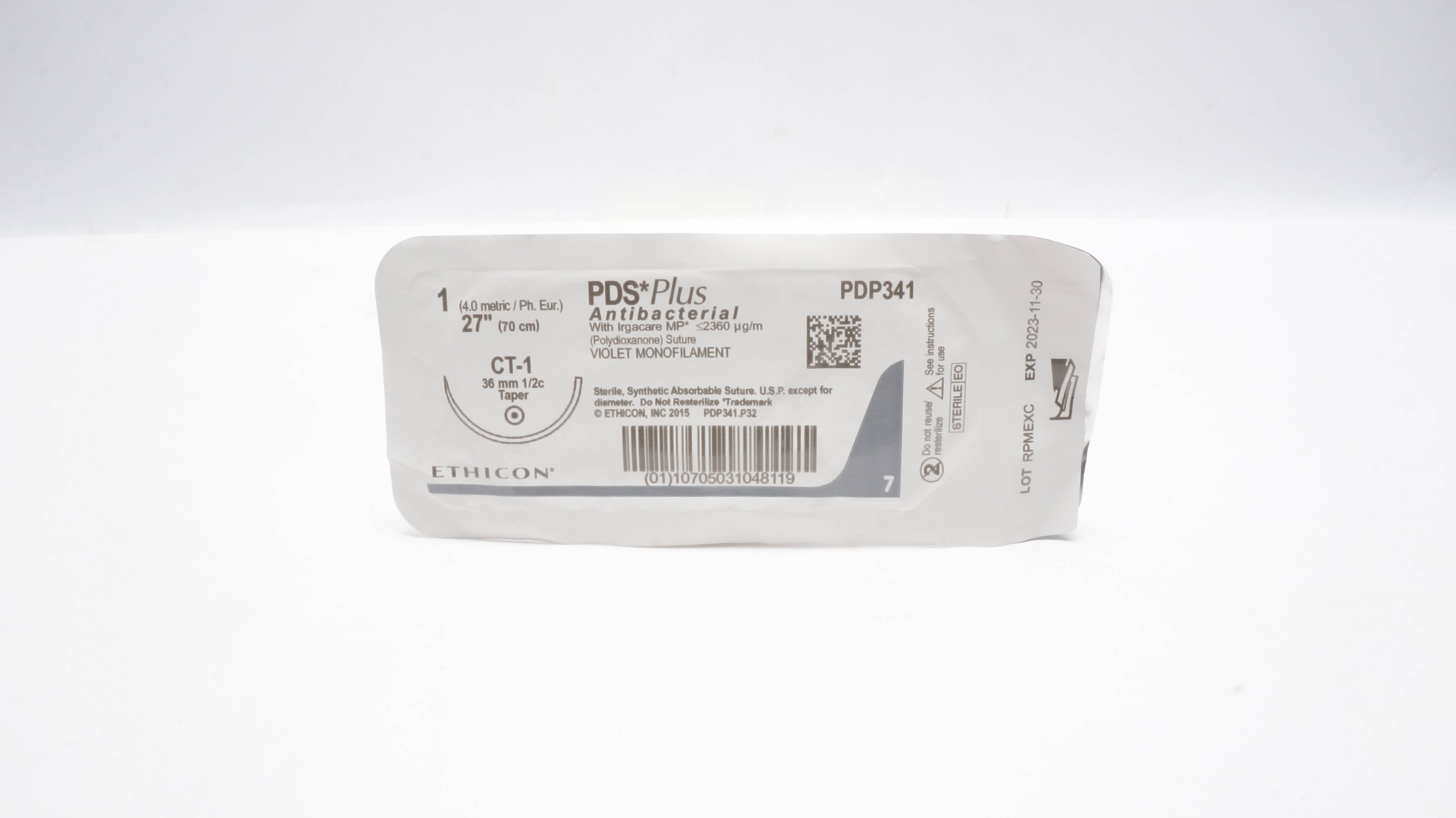 Ethicon PDP341 1 PDS Plus Polydioxanone Stre CT-1 36mm 1/2c Taper, 27inch(x)